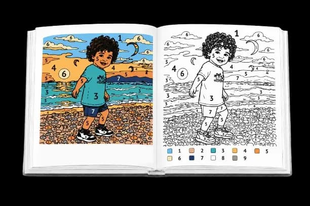 Coloriage au numéro personnalisé, créé à partir de vos photos de famille