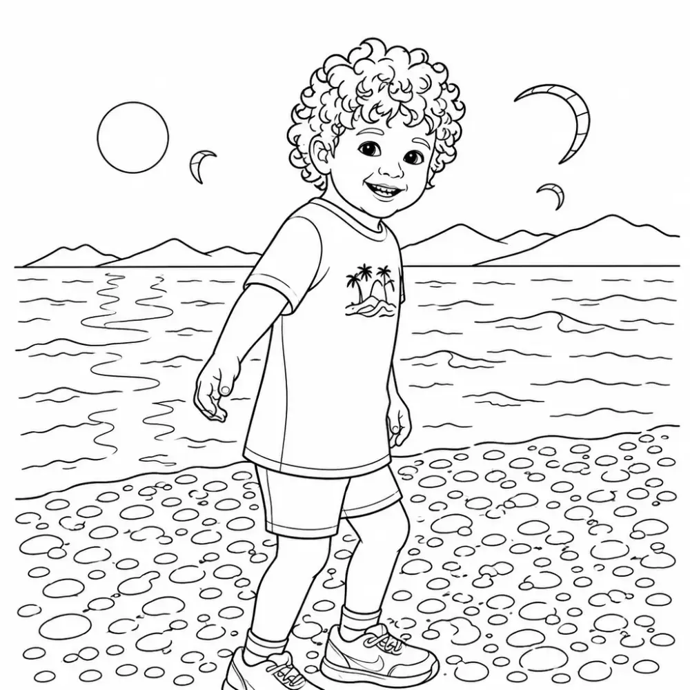 The same scene as a black-outline coloring page