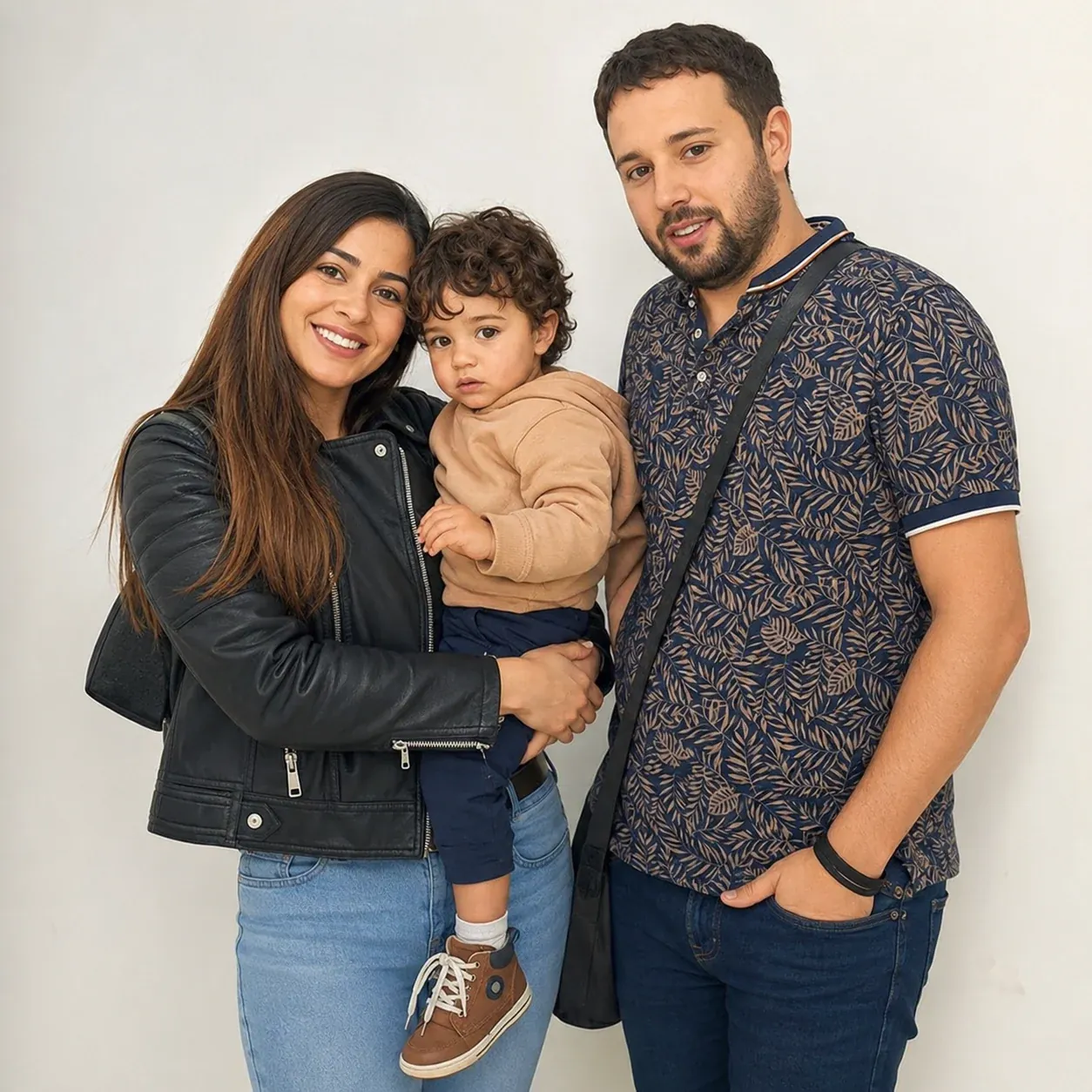 Photo d'origine : des parents portant leur petit garçon dans les bras