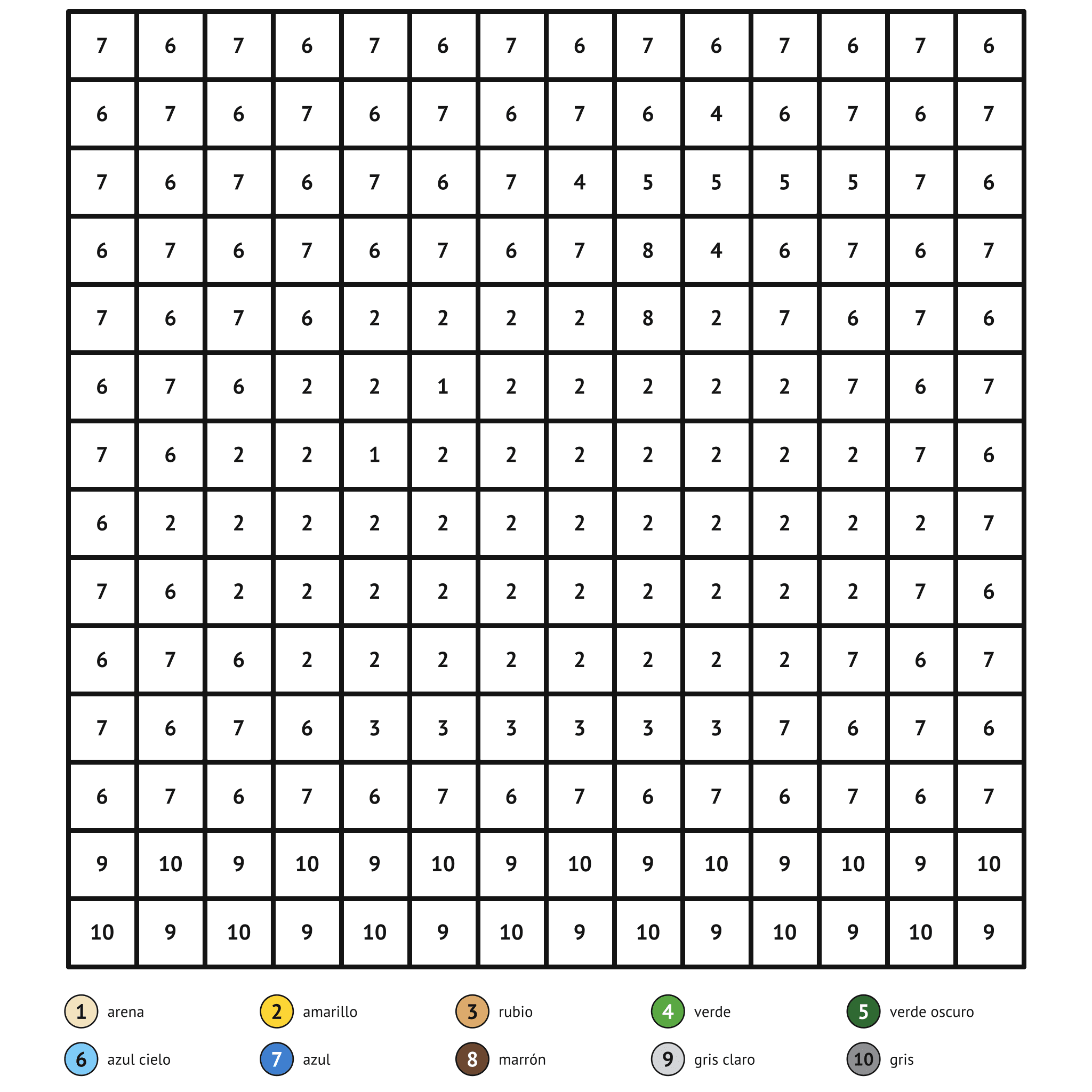 Ficha para colorear por números, el limón: zonas numeradas y leyenda de colores