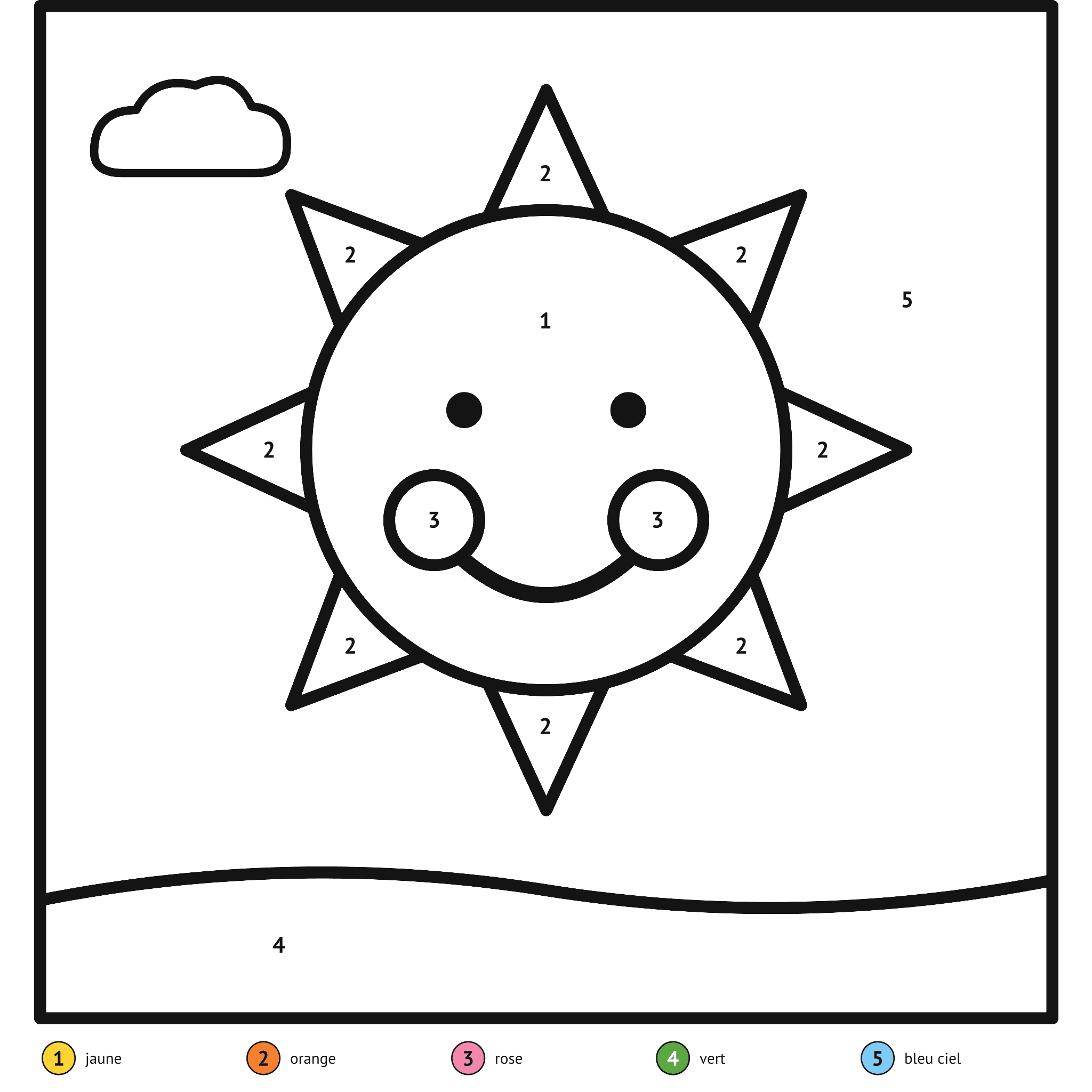 Coloriage magique à imprimer avec sa légende de couleurs