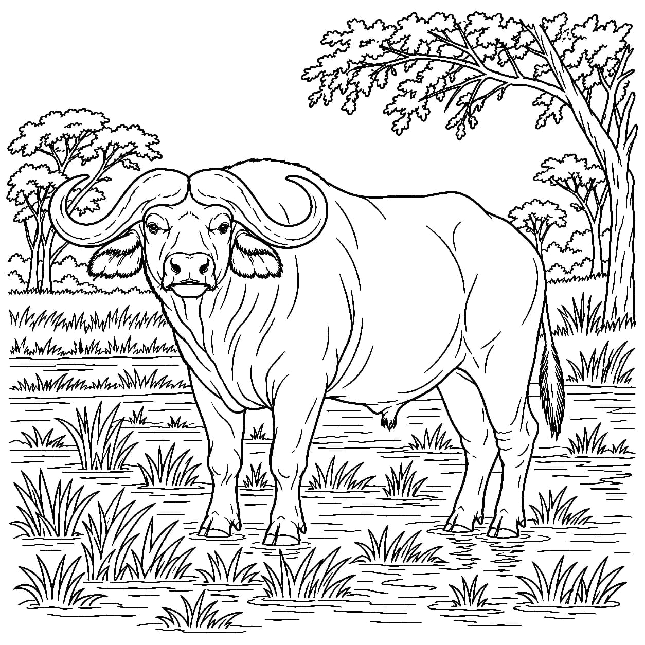 Coloring: African buffalo coloring page