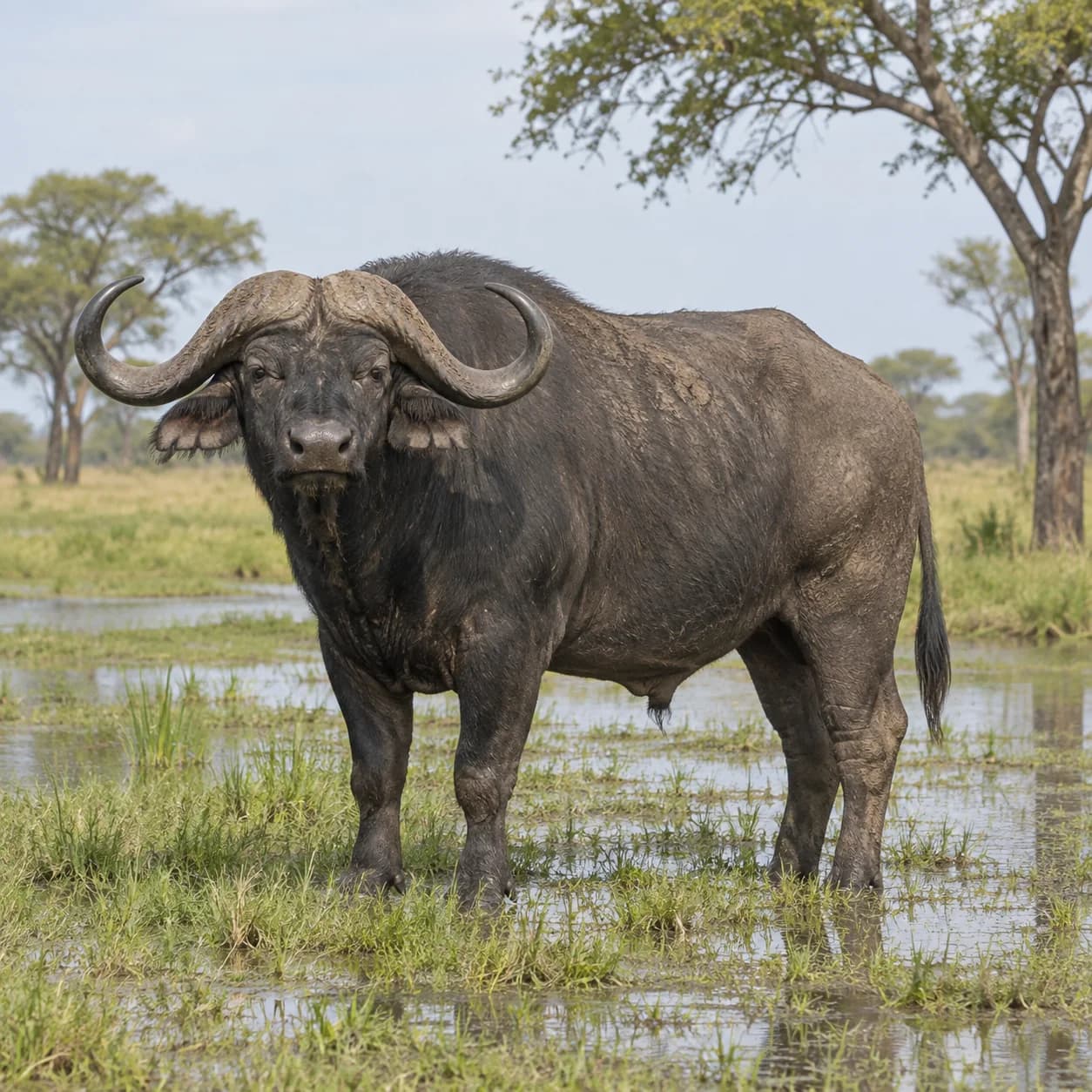 Realistic source: African buffalo coloring page
