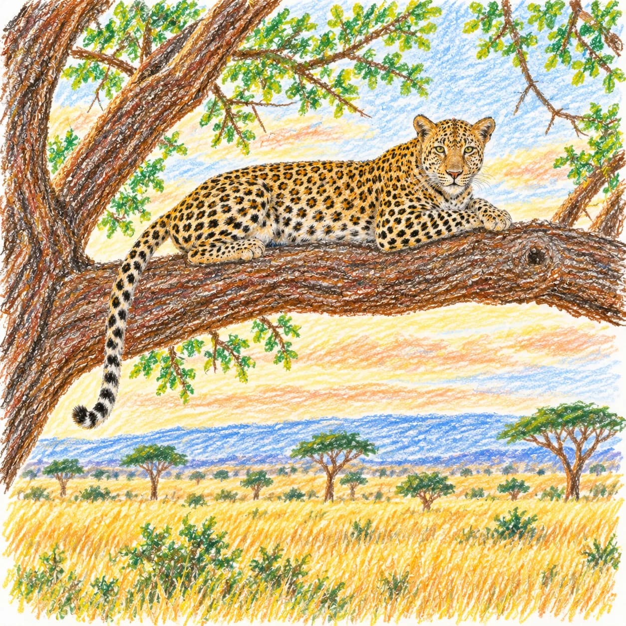 Modèle colorié: Coloriage de léopard africain