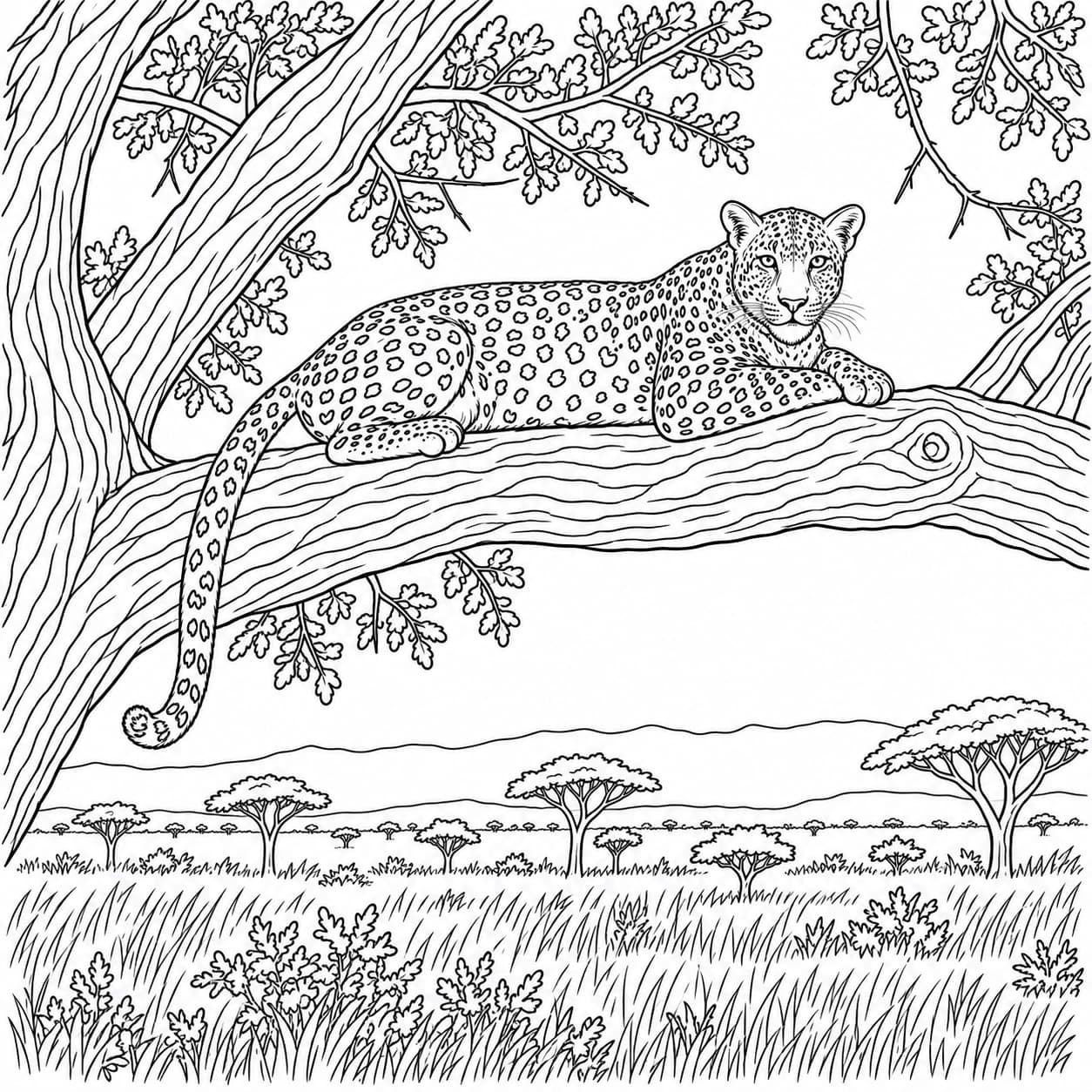 Colorear: Dibujo de leopardo africano para colorear