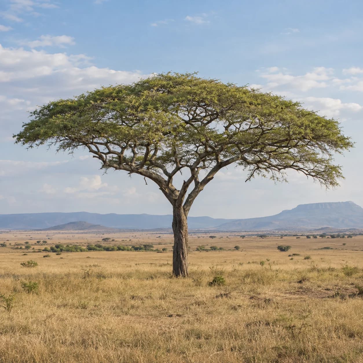 Realistic source: African savanna solitary tree coloring page
