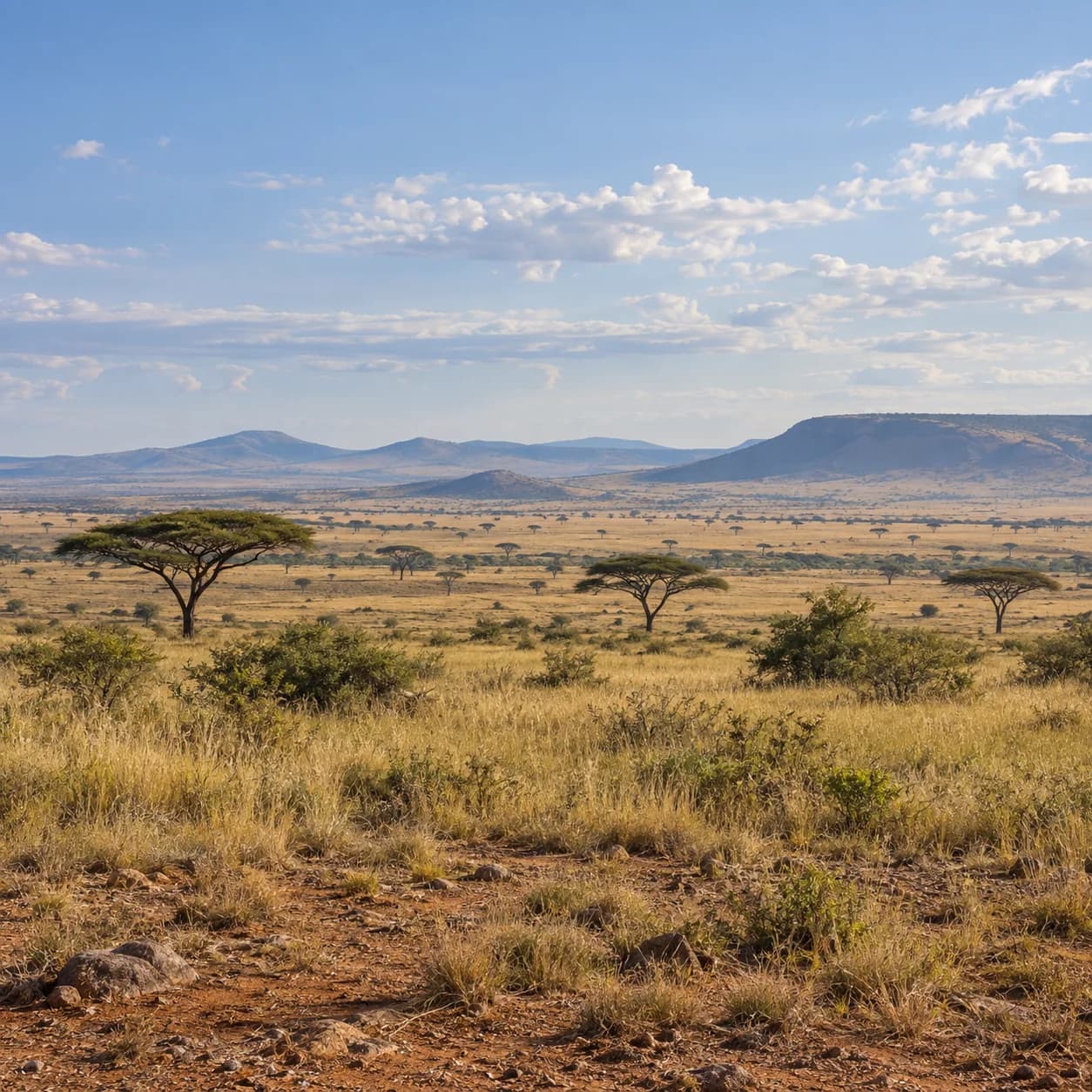 Realistic source: African savanna wide panorama coloring page