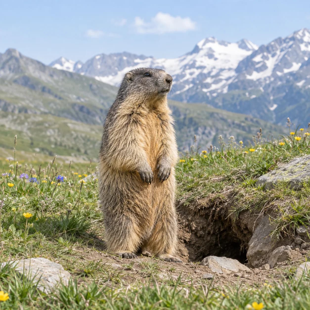 Foto realista: Dibujo de marmota alpina para colorear