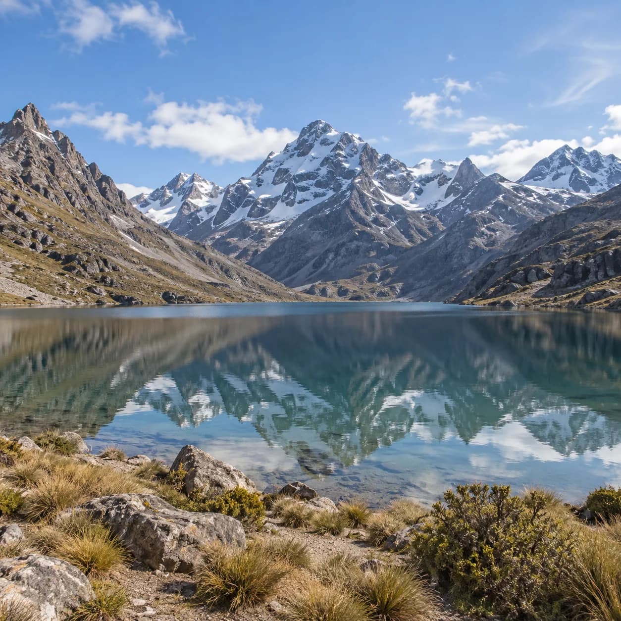 Photo réaliste: Coloriage de la cordillère des Andes : lac glaciaire