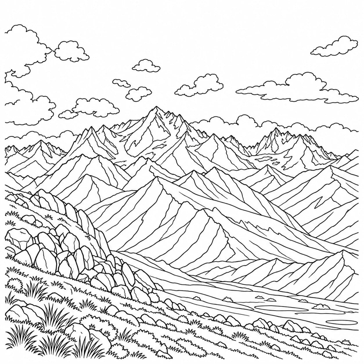 Coloring: Andean range jagged peaks coloring page
