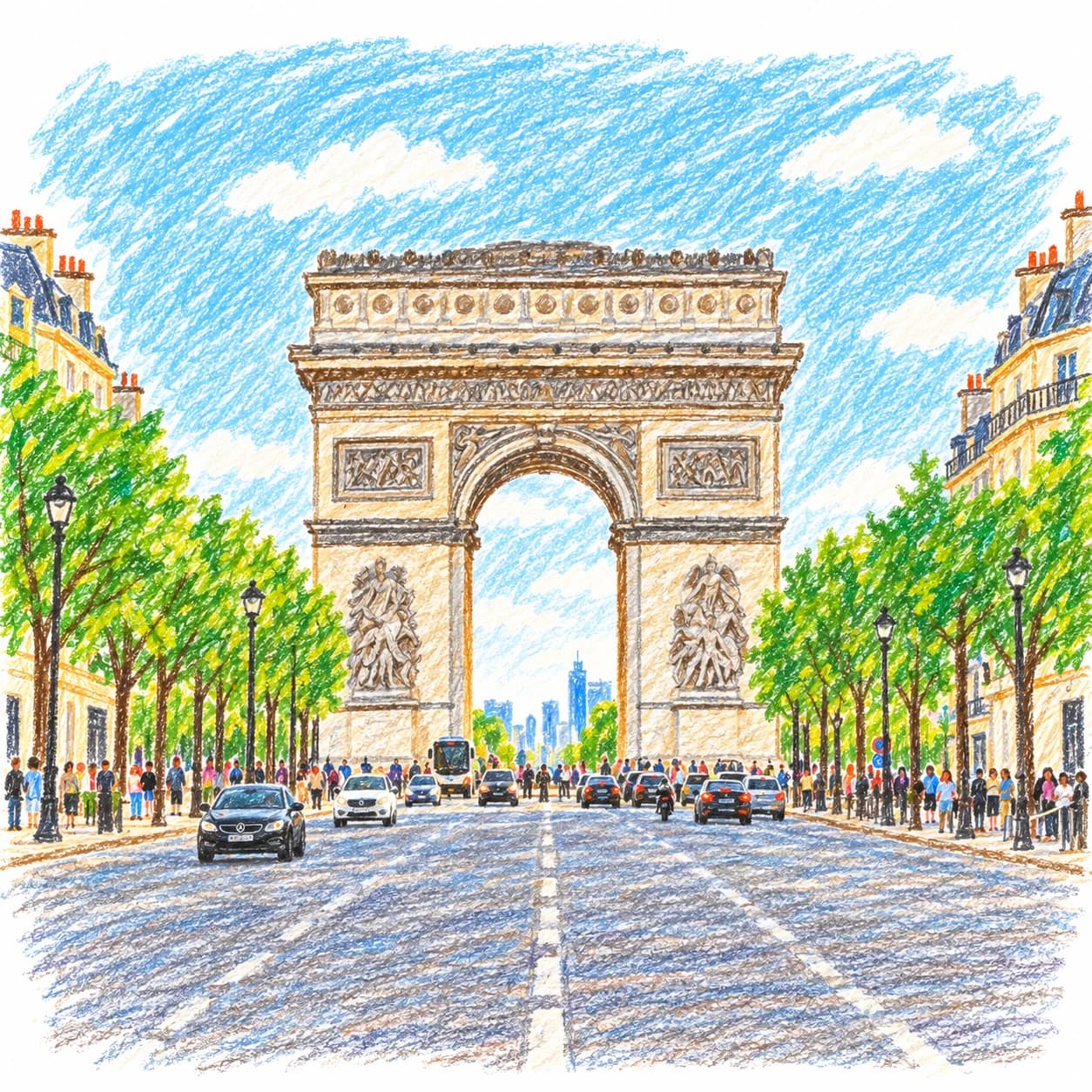 Modèle colorié: Coloriage de l'Arc de Triomphe