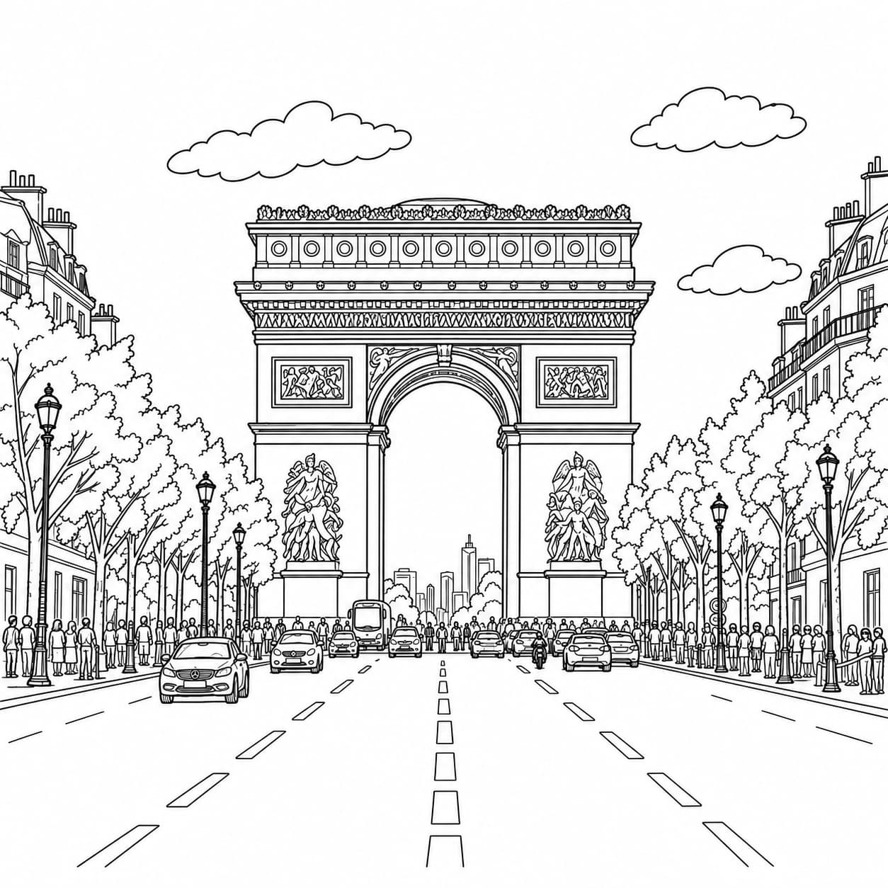 Coloriage: Coloriage de l'Arc de Triomphe