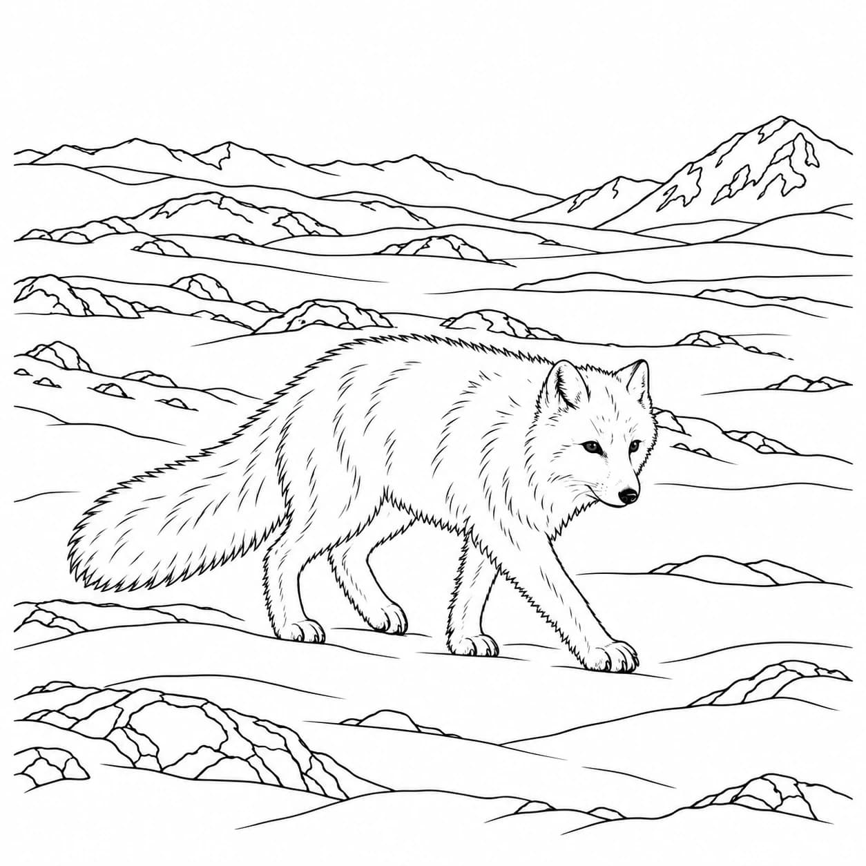 Coloring: Arctic fox coloring page