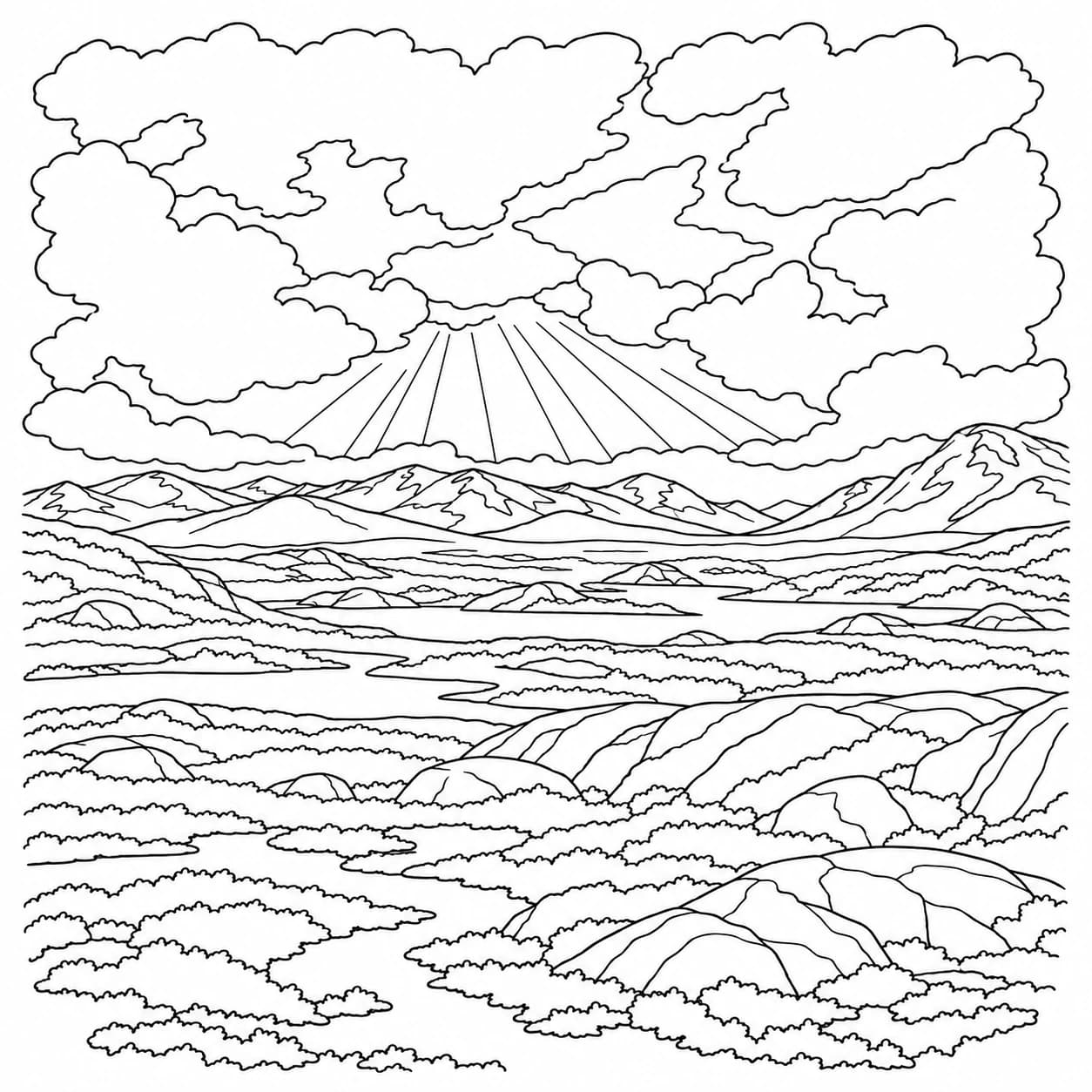 Coloring: Arctic tundra clearing storm coloring page