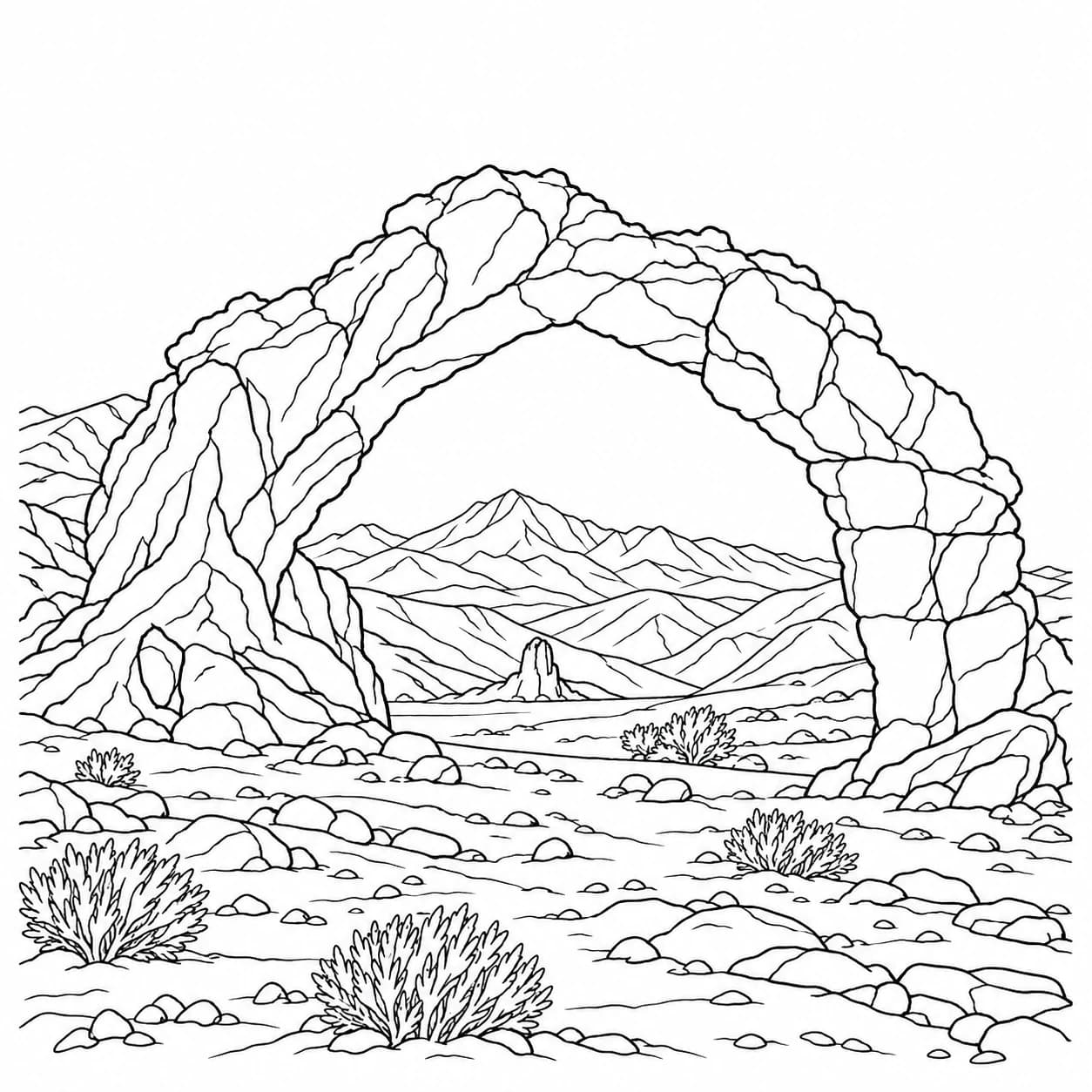 Coloriage: Coloriage du désert d'Atacama : arche naturelle