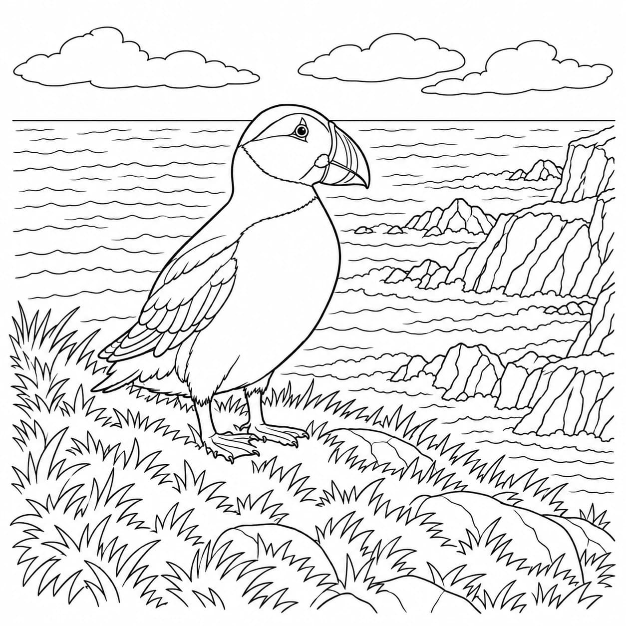 Coloring: Atlantic puffin coloring page