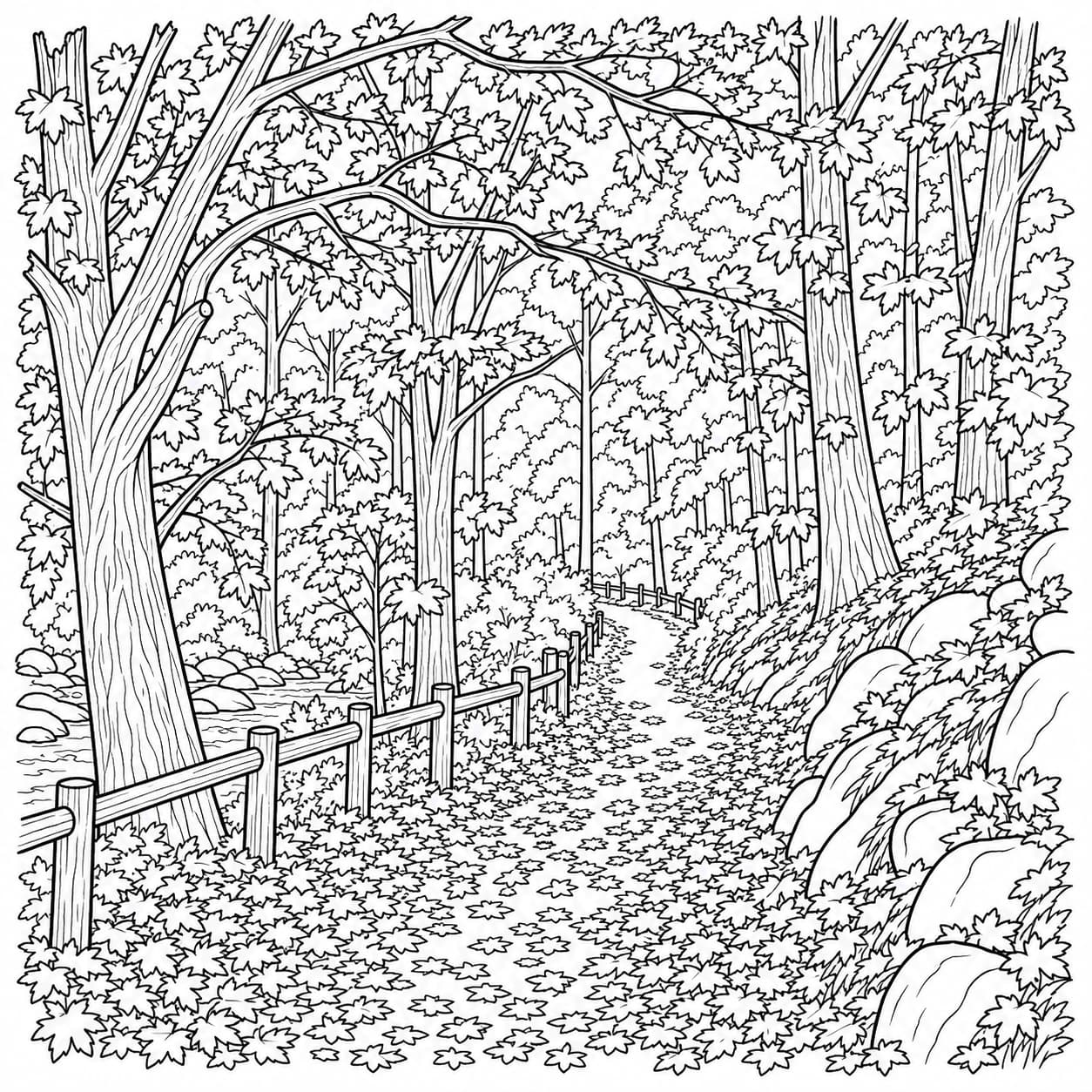 Coloring: Autumn forest coloring page