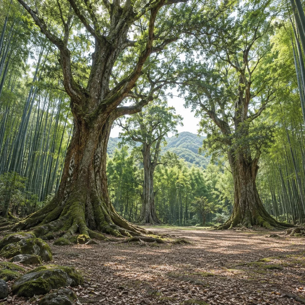 Realistic source: Bamboo forest ancient grove coloring page