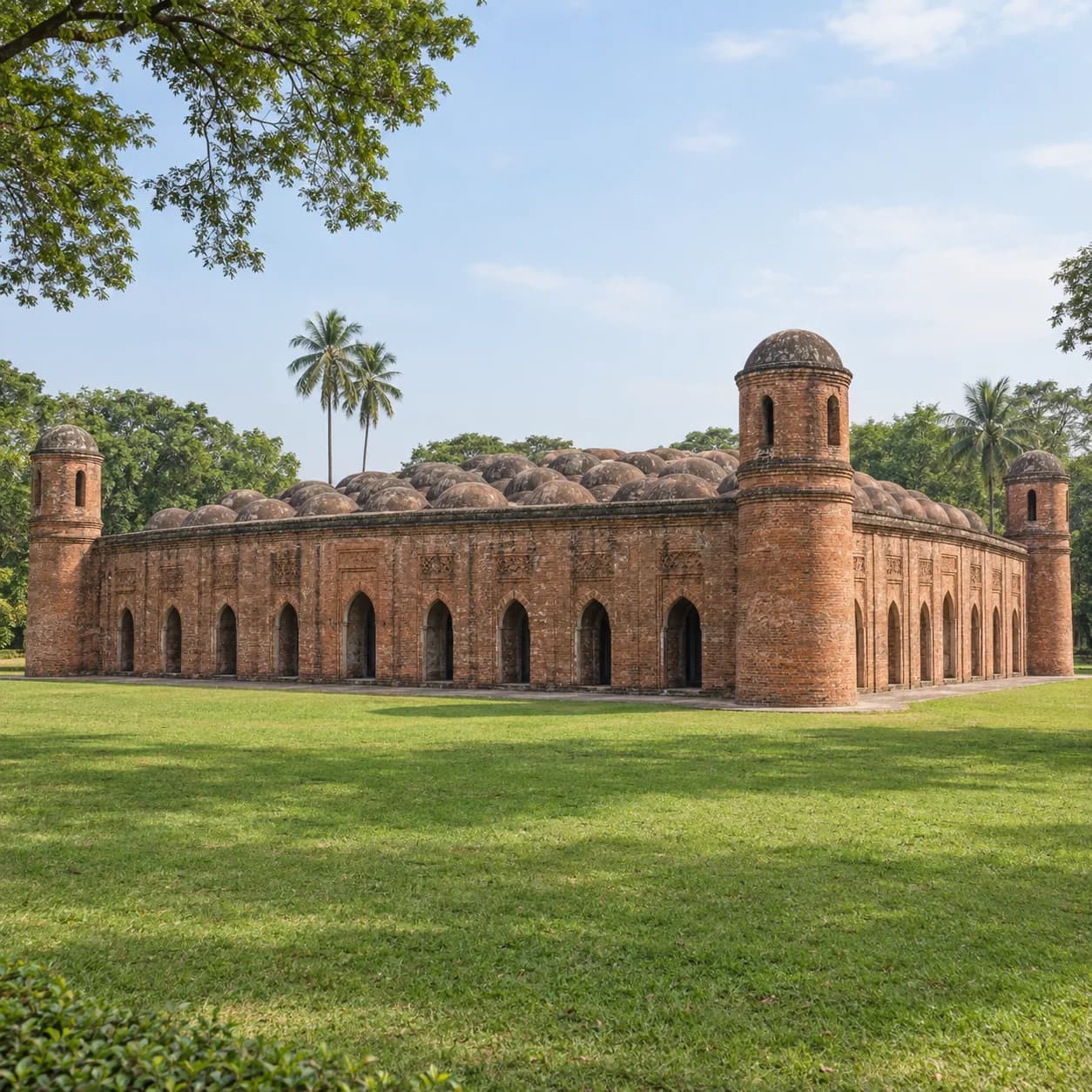Realistic source: Bangladesh coloring page: many-domed brick mosque