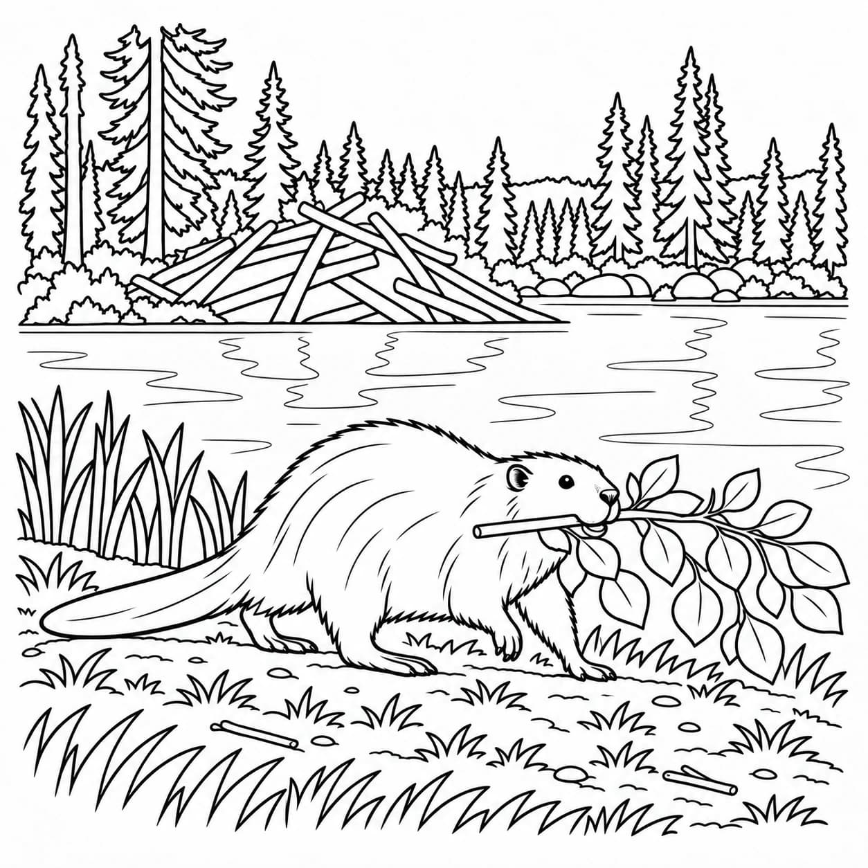 Coloring: Beaver coloring page