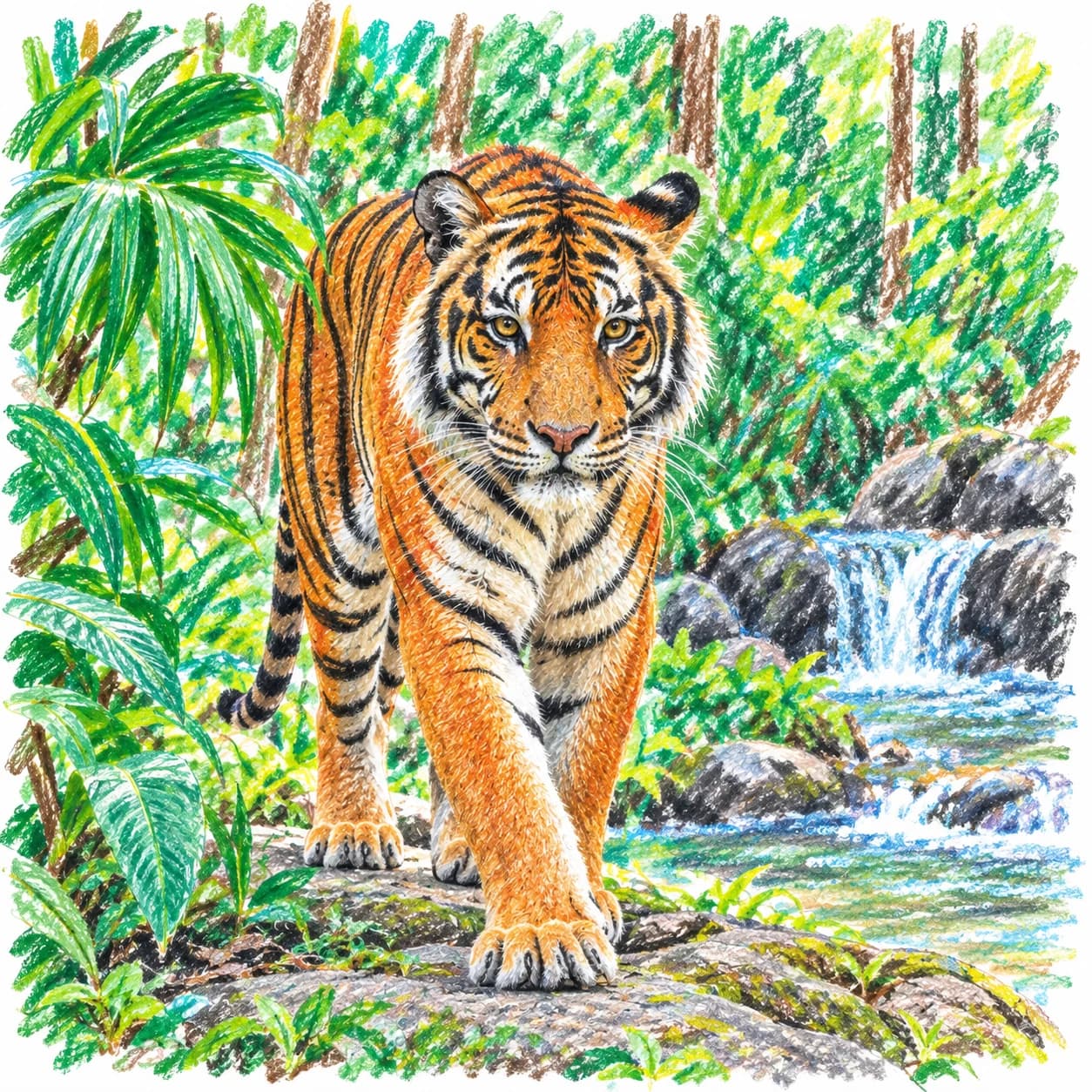 Modèle colorié: Coloriage de tigre du Bengale