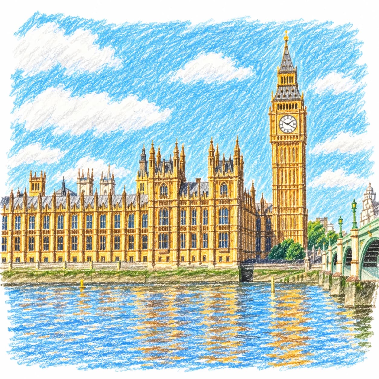 Modèle colorié: Coloriage de Big Ben