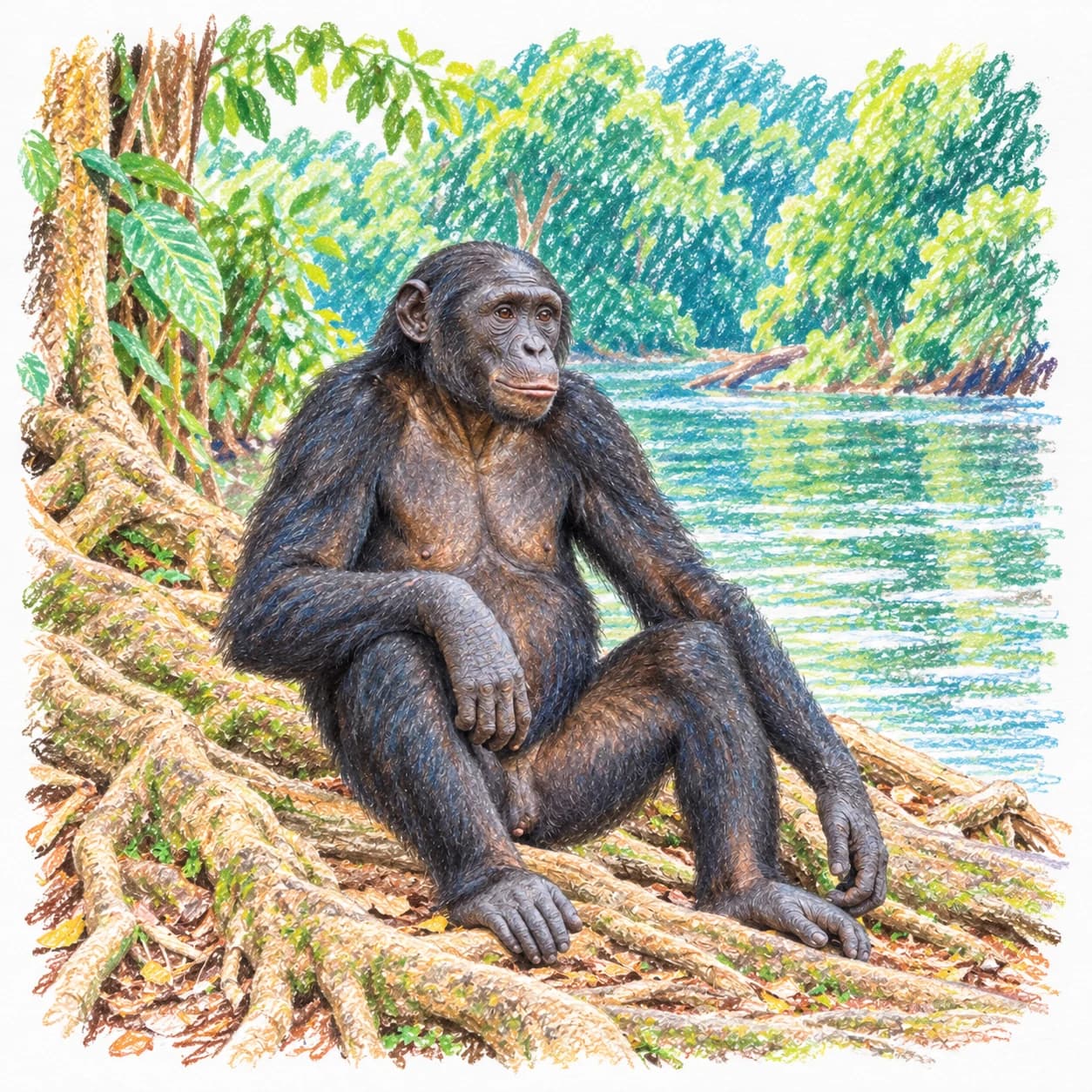 Colored model: Bonobo coloring page