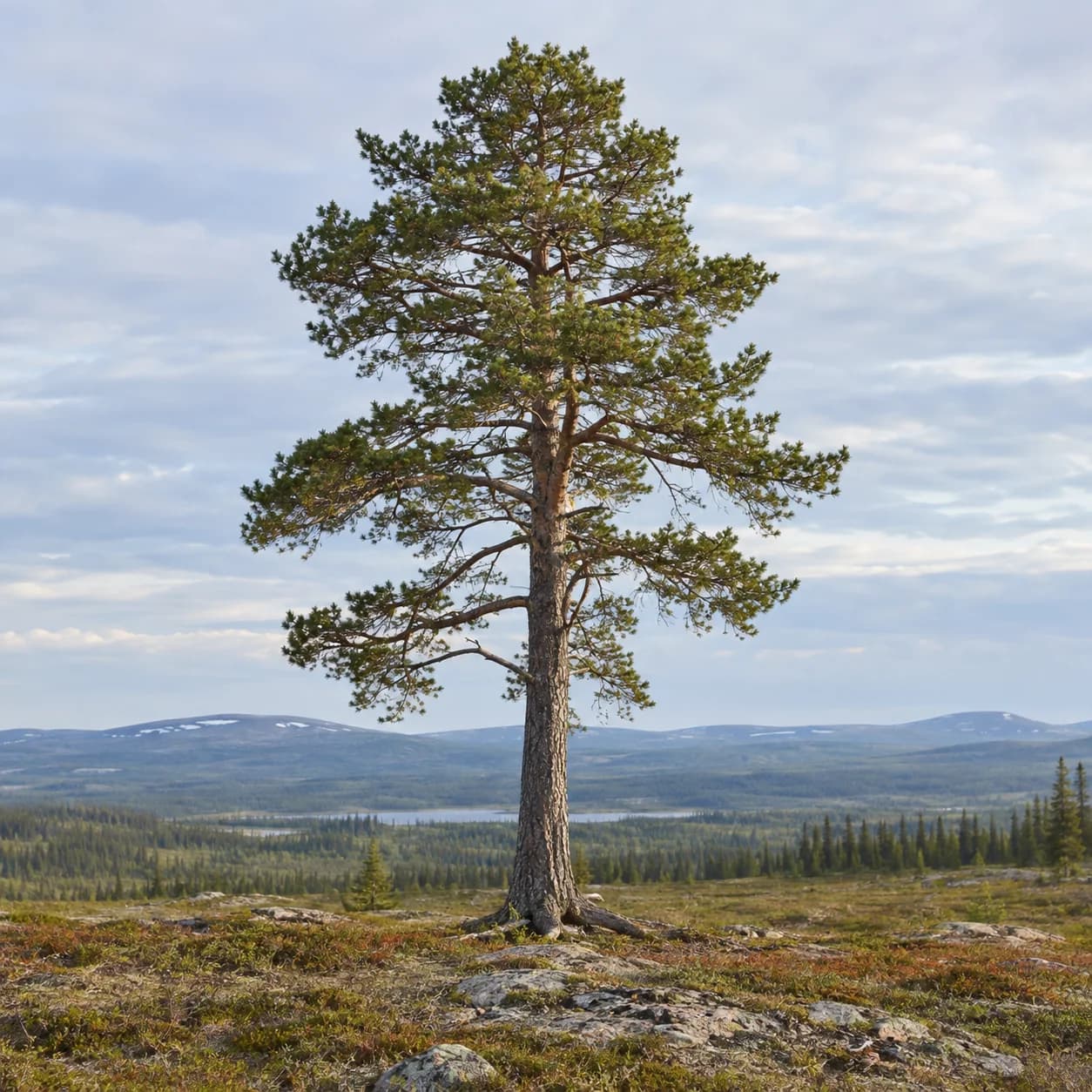 Photo réaliste: Coloriage de la taïga boréale : arbre solitaire