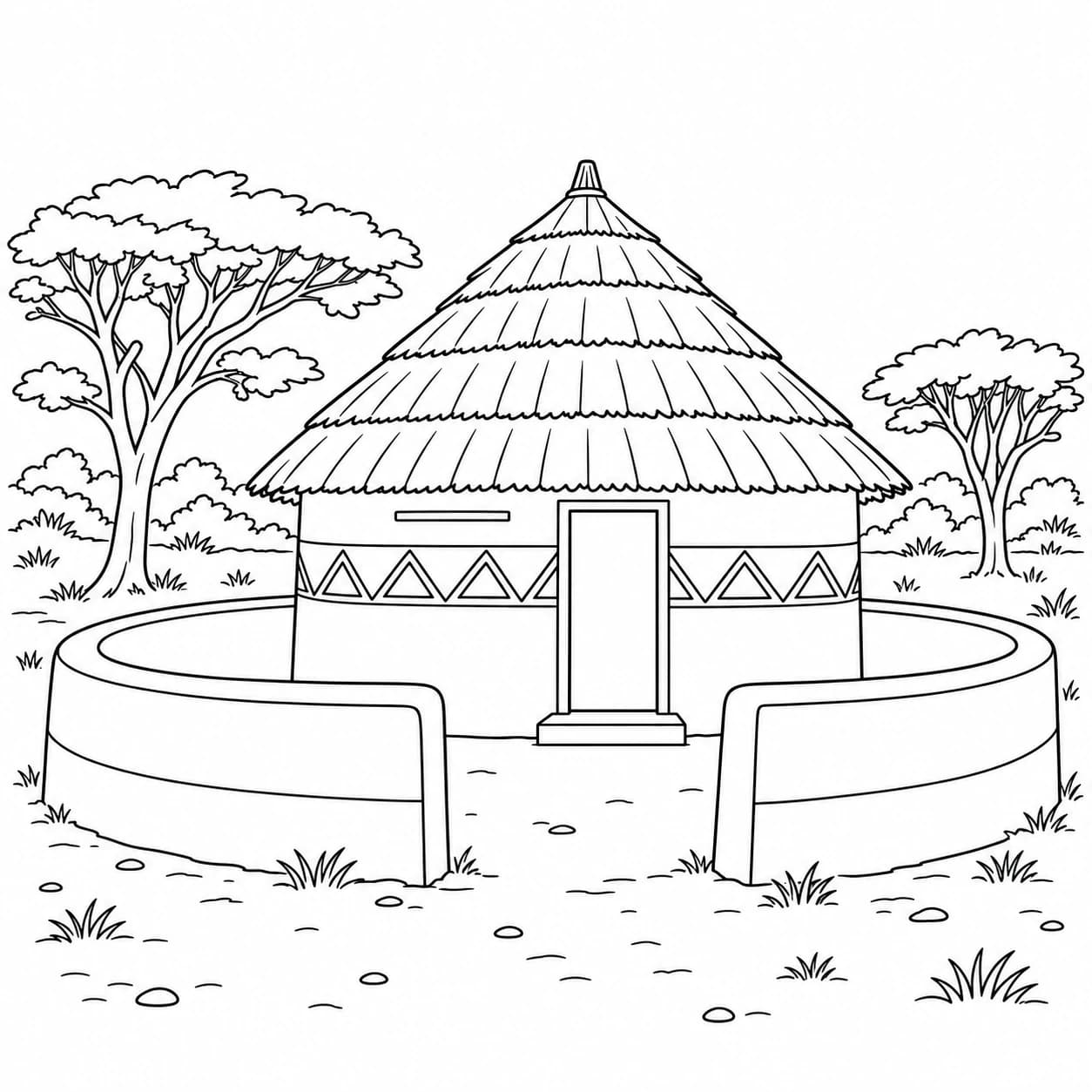 Coloriage: Coloriage du Botswana : case ronde peinte