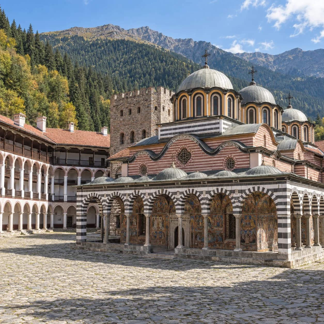 Photo réaliste: Coloriage de la Bulgarie : monastère de montagne
