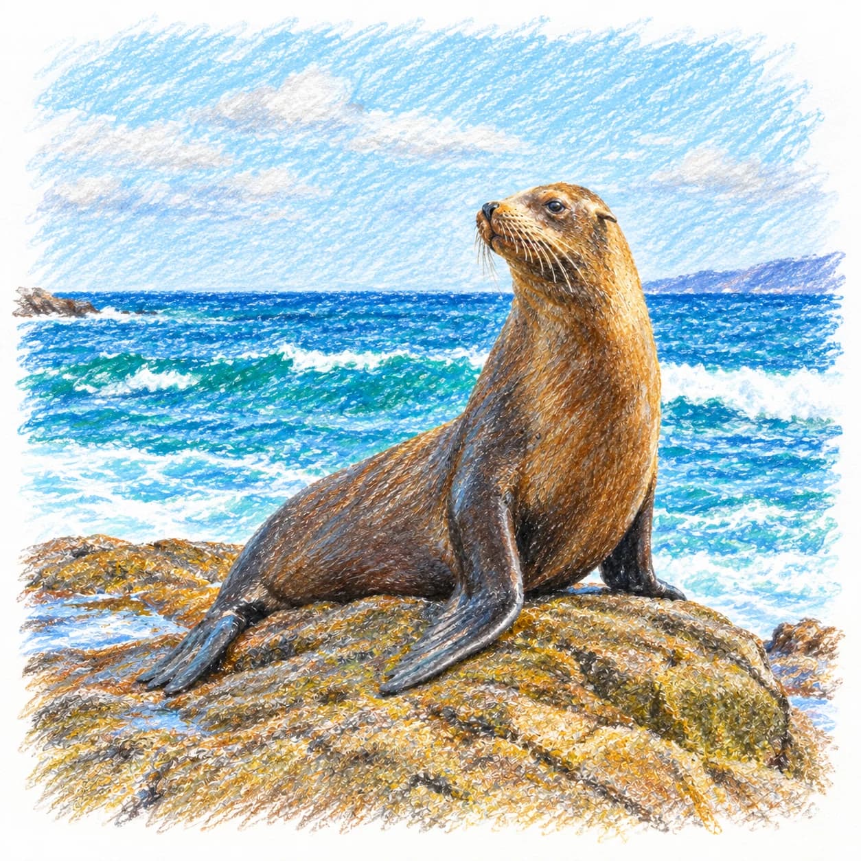 Modèle colorié: Coloriage d'otarie de Californie