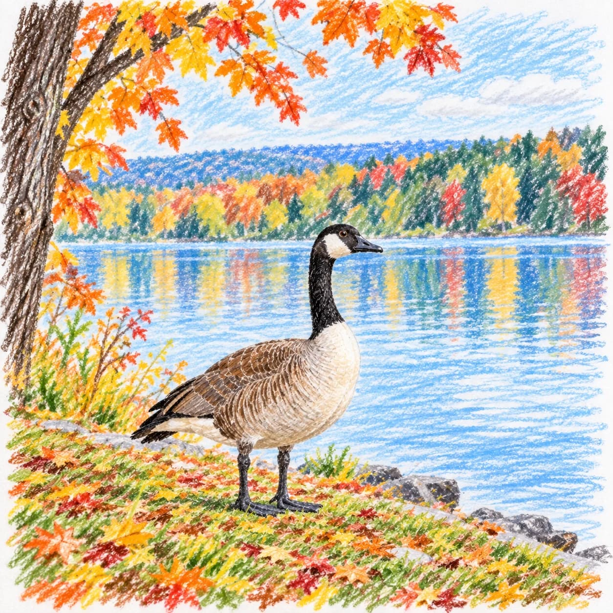 Modèle colorié: Coloriage de bernache du Canada