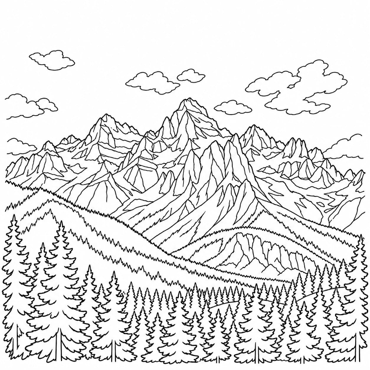 Coloriage: Coloriage des Rocheuses canadiennes : sommets dentelés