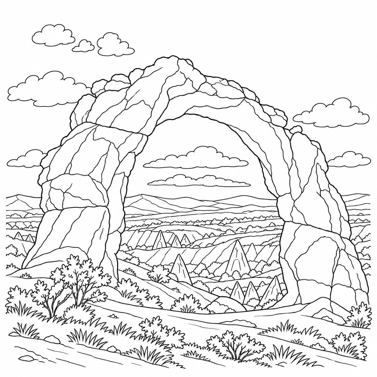 Coloriage: Coloriage des vallées de Cappadoce : arche naturelle