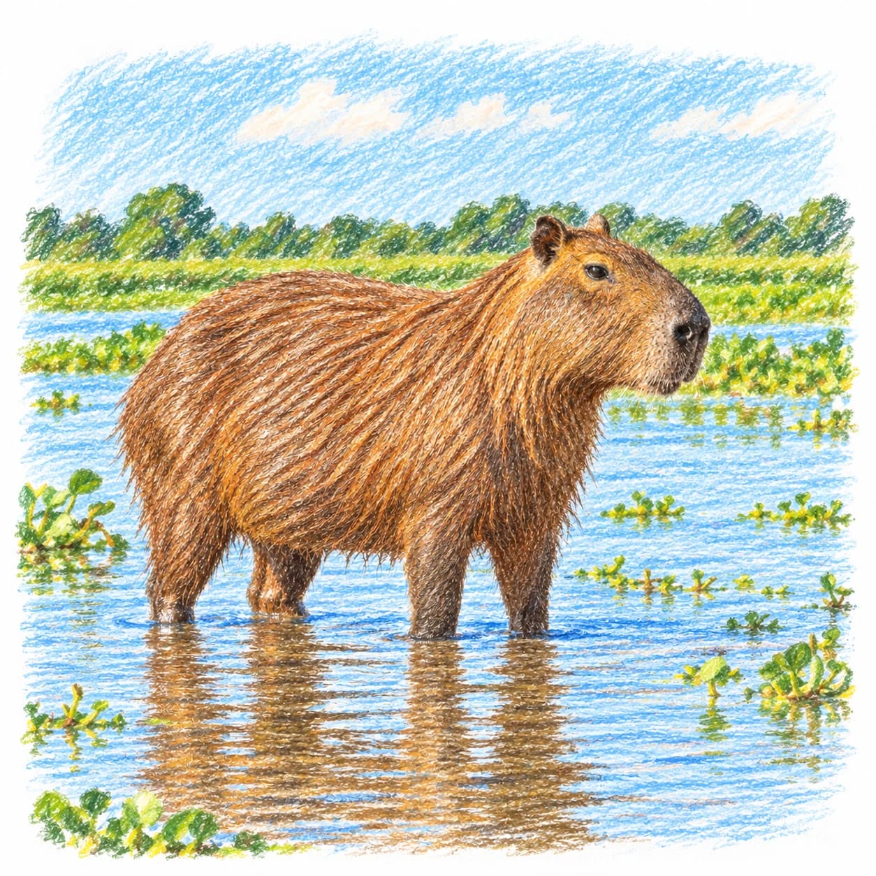 Colored model: Capybara coloring page