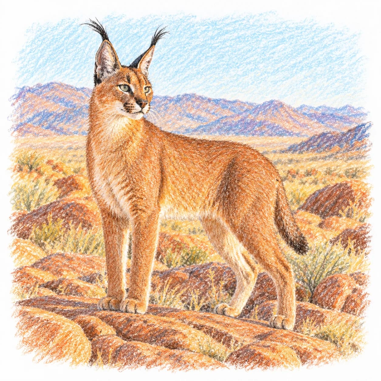 Modèle colorié: Coloriage de caracal