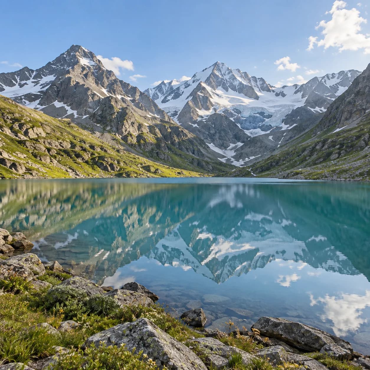 Realistic source: Caucasus Mountains glacial lake coloring page