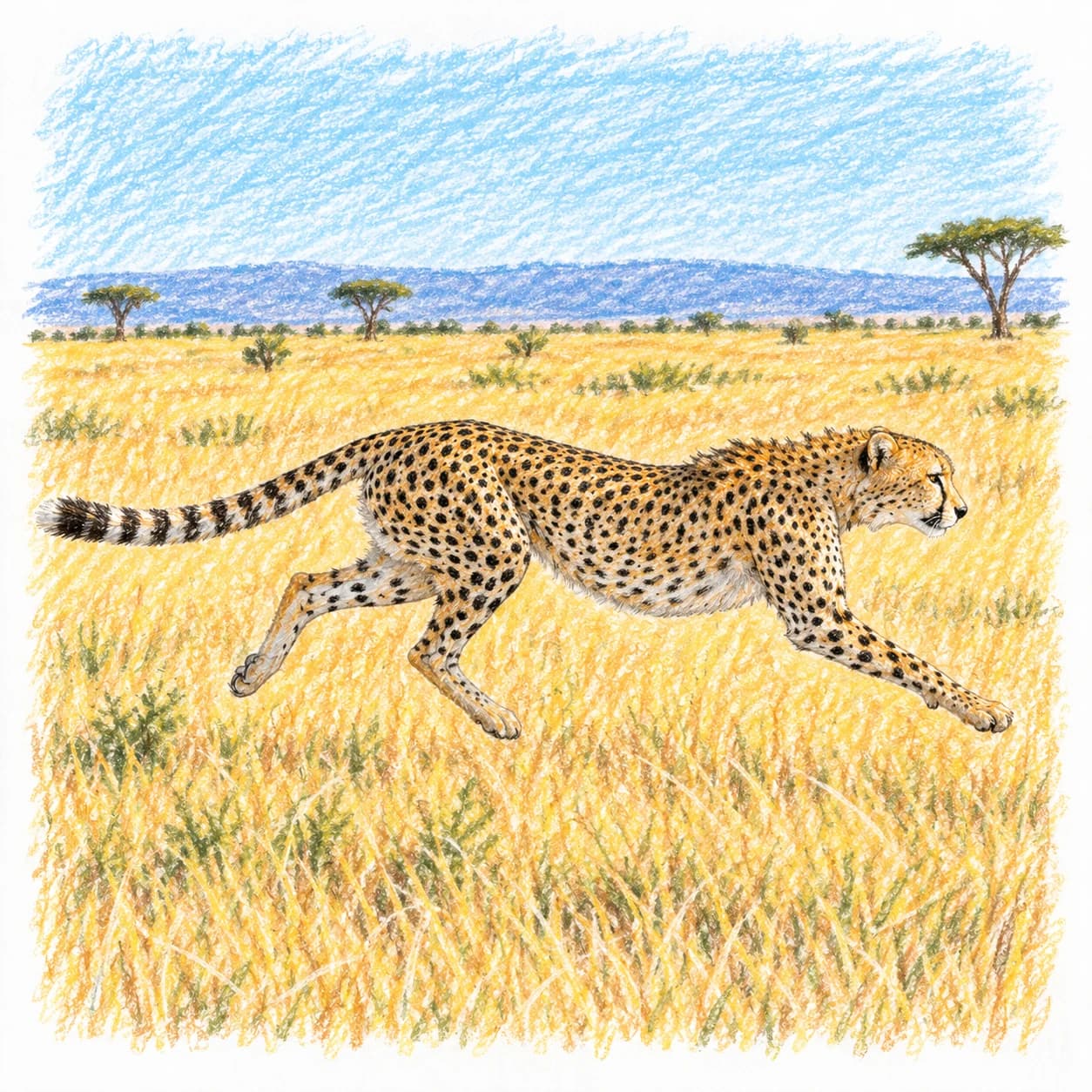 Modèle colorié: Coloriage de guépard en pleine course