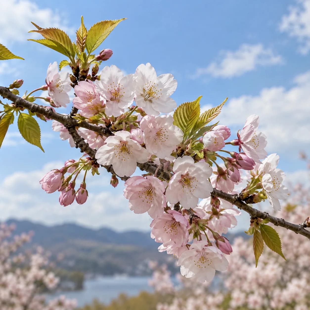Realistic source: Cherry blossom coloring page