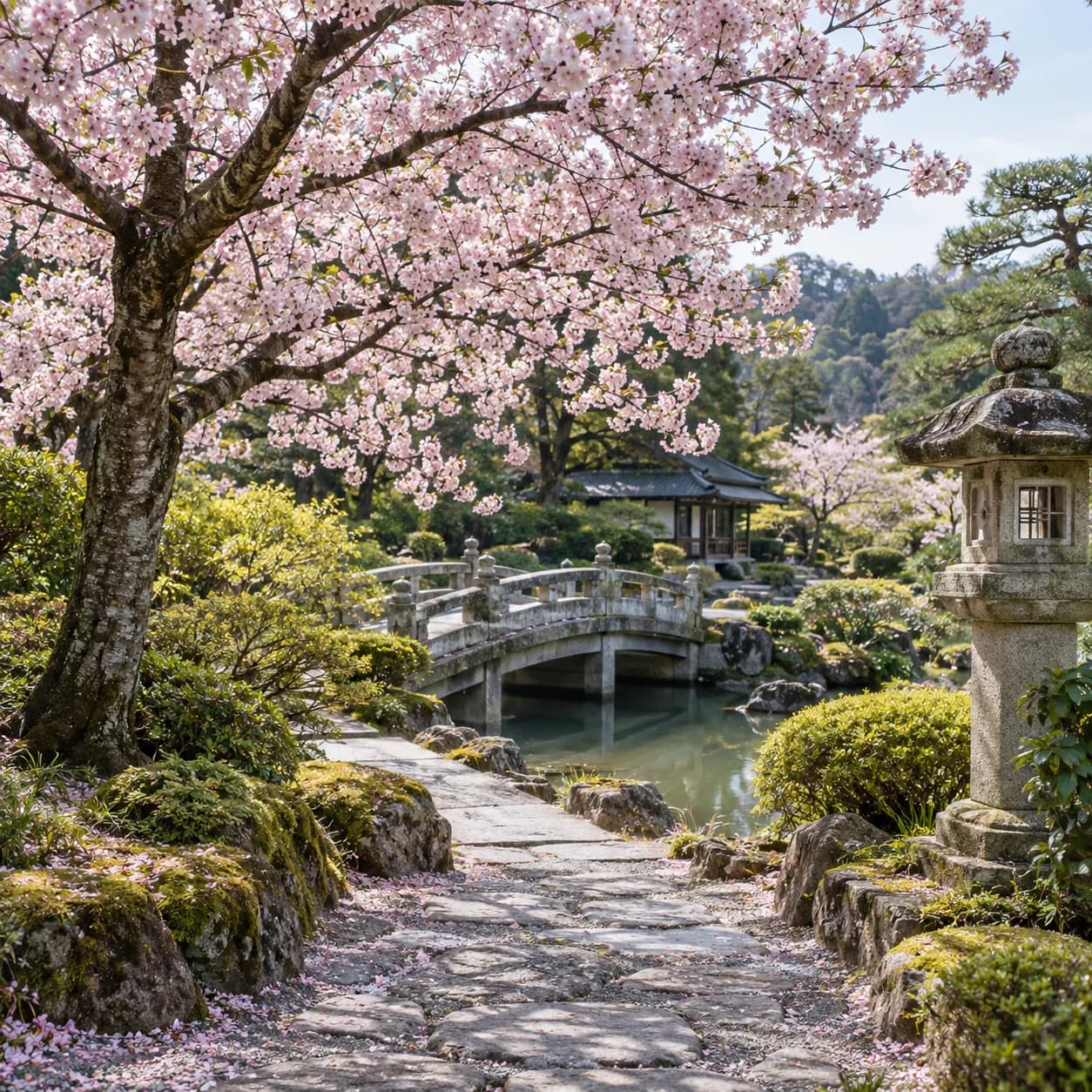 Realistic source: Cherry blossom garden coloring page