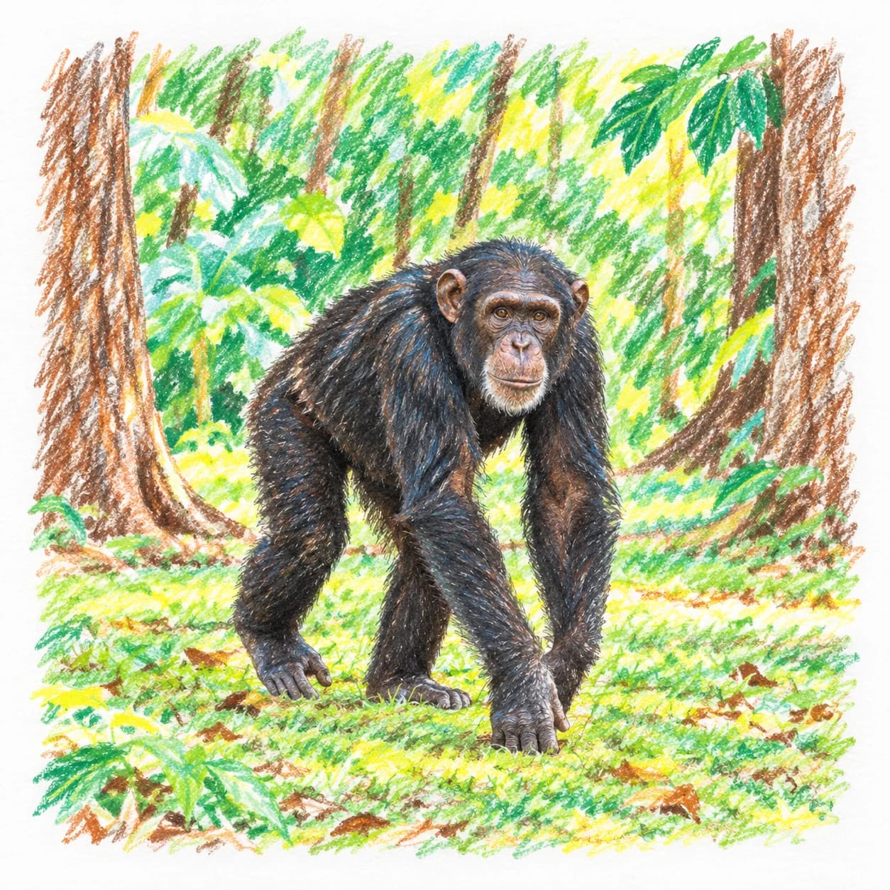 Modelo coloreado: Dibujo de chimpancé para colorear