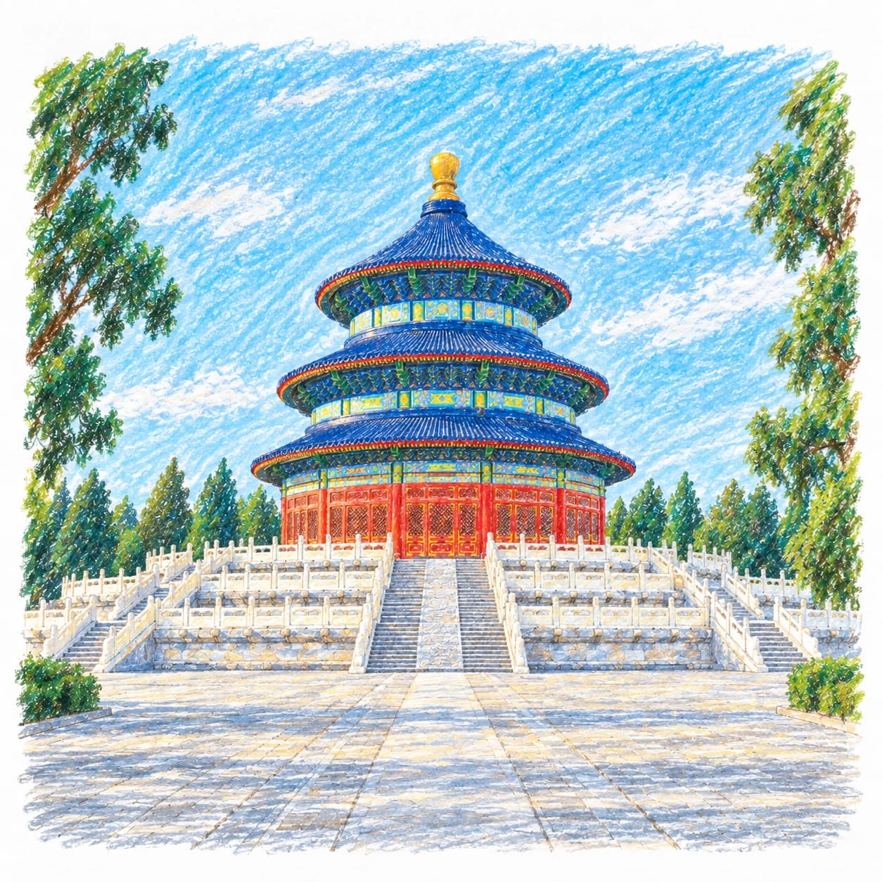 Colored model: China coloring page: Temple of Heaven