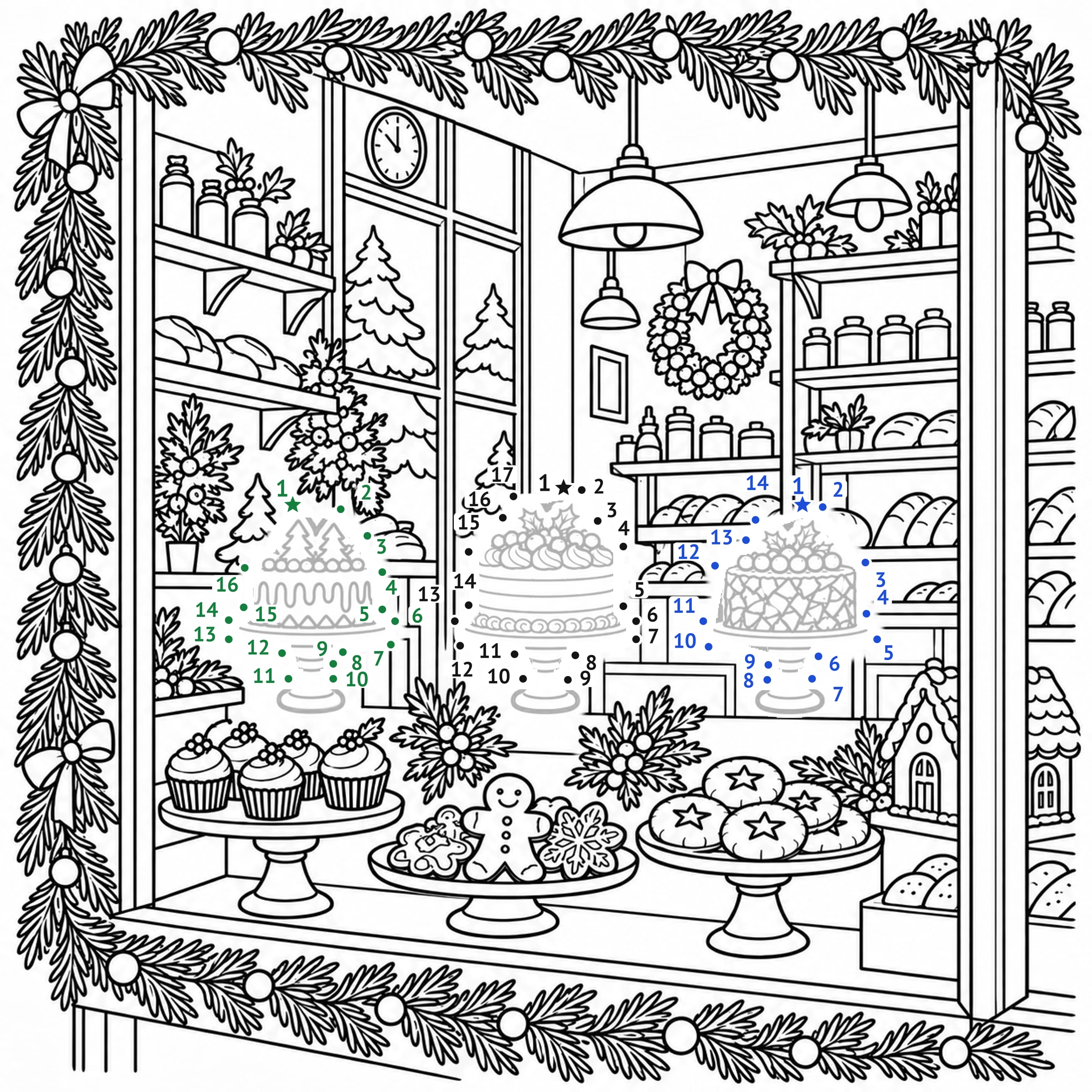 Points à relier: Boulangerie de Noël : points à relier à imprimer