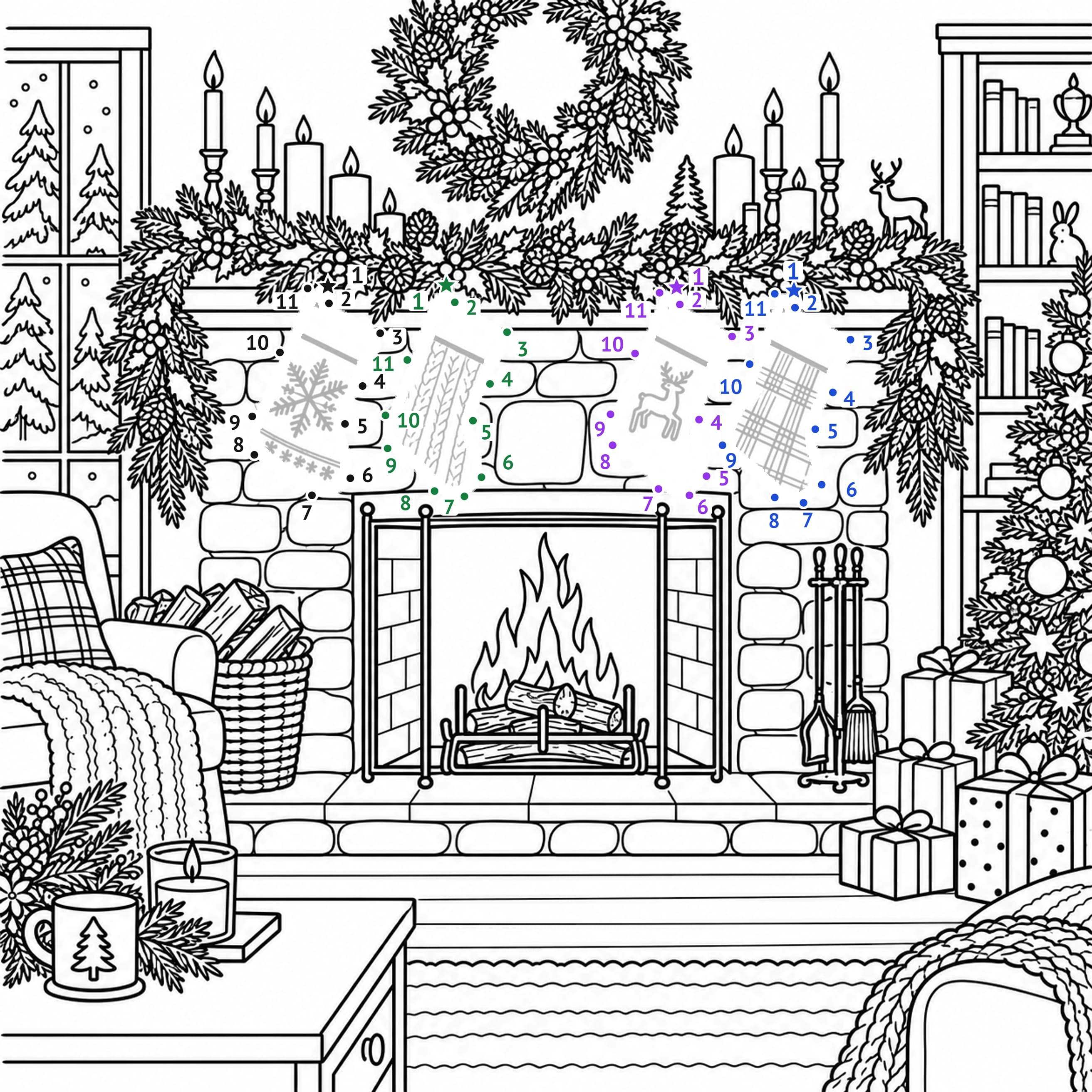 Unir puntos: Chimenea de Navidad para unir puntos