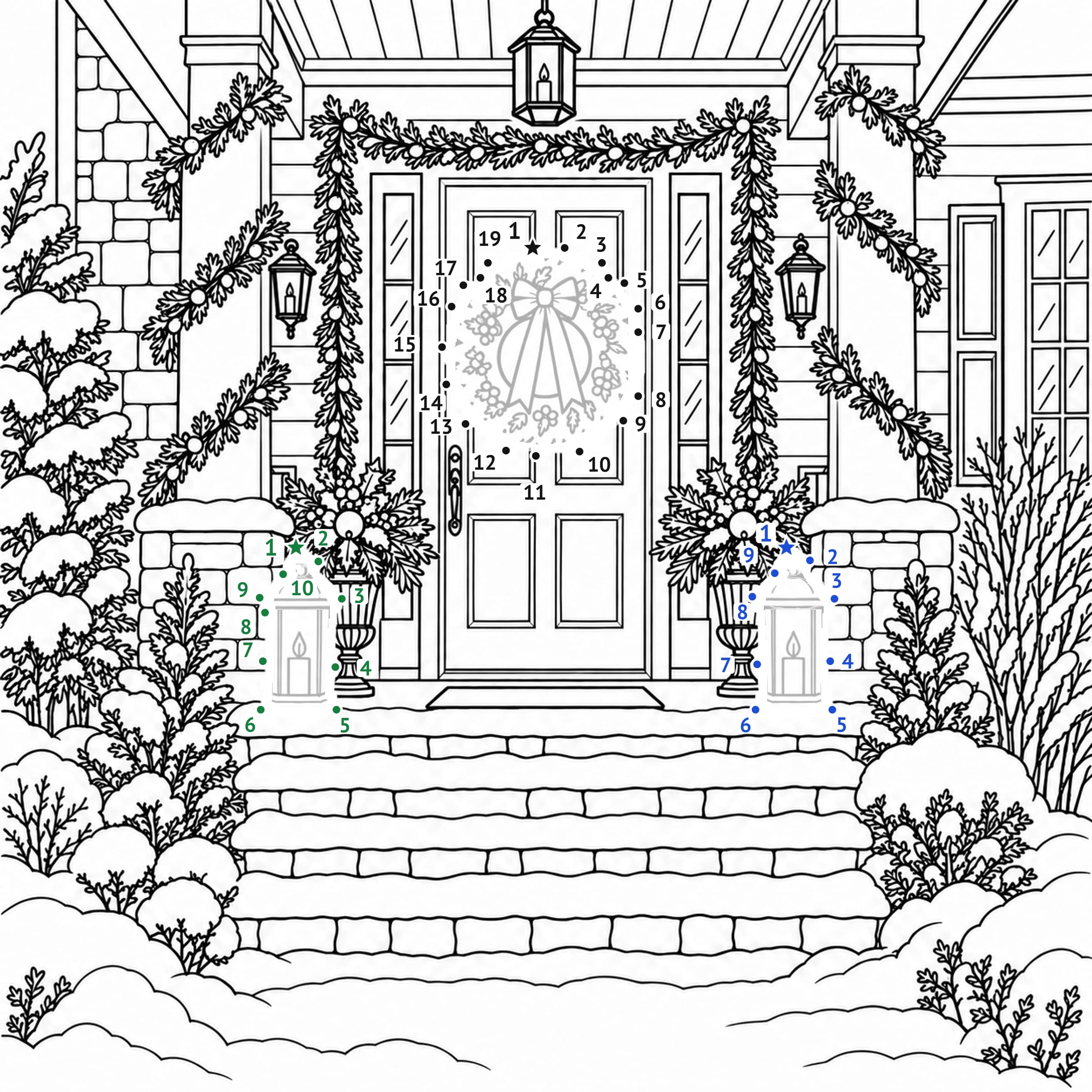 Points à relier: Porte de Noël : points à relier à imprimer