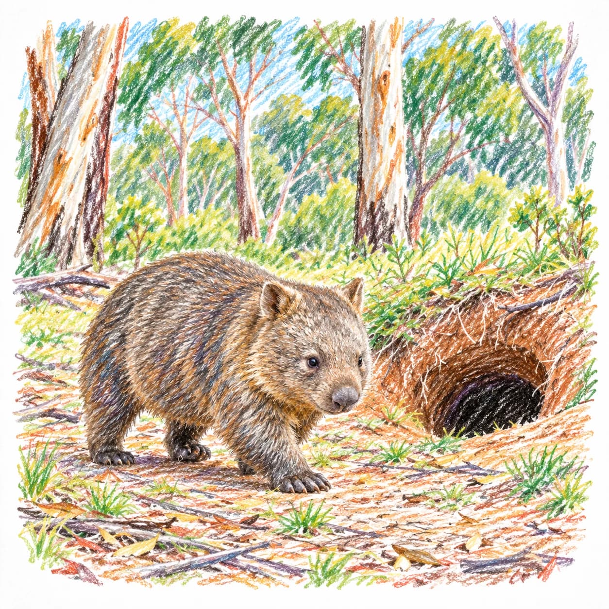 Modèle colorié: Coloriage de wombat