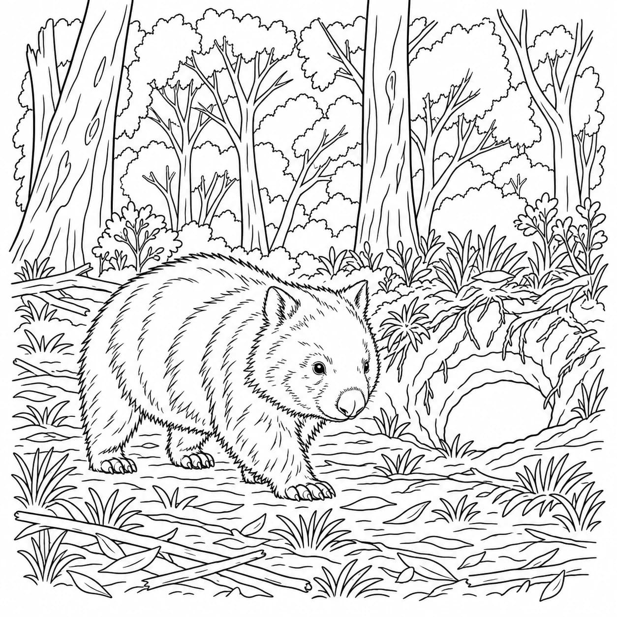 Coloriage: Coloriage de wombat