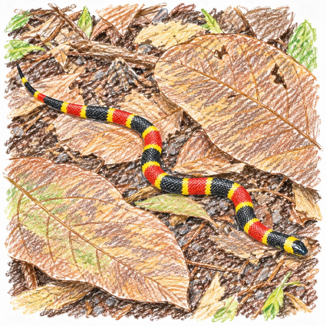 Modèle colorié: Coloriage de serpent corail