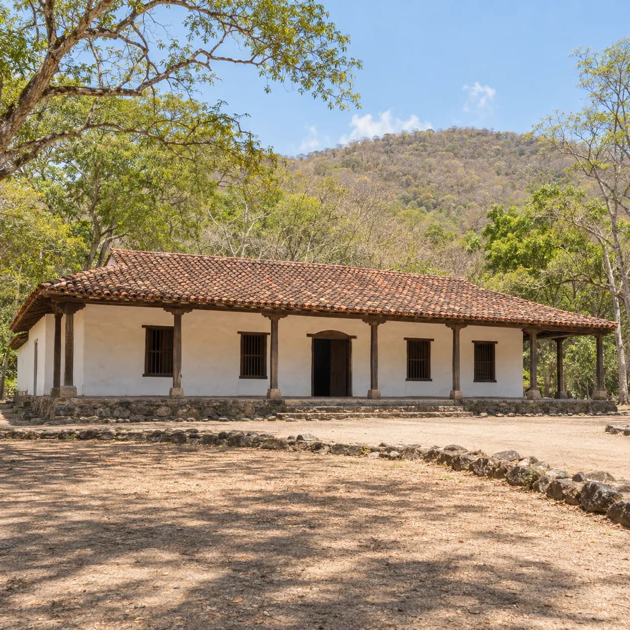 Photo réaliste: Coloriage du Costa Rica : ferme au toit de tuiles