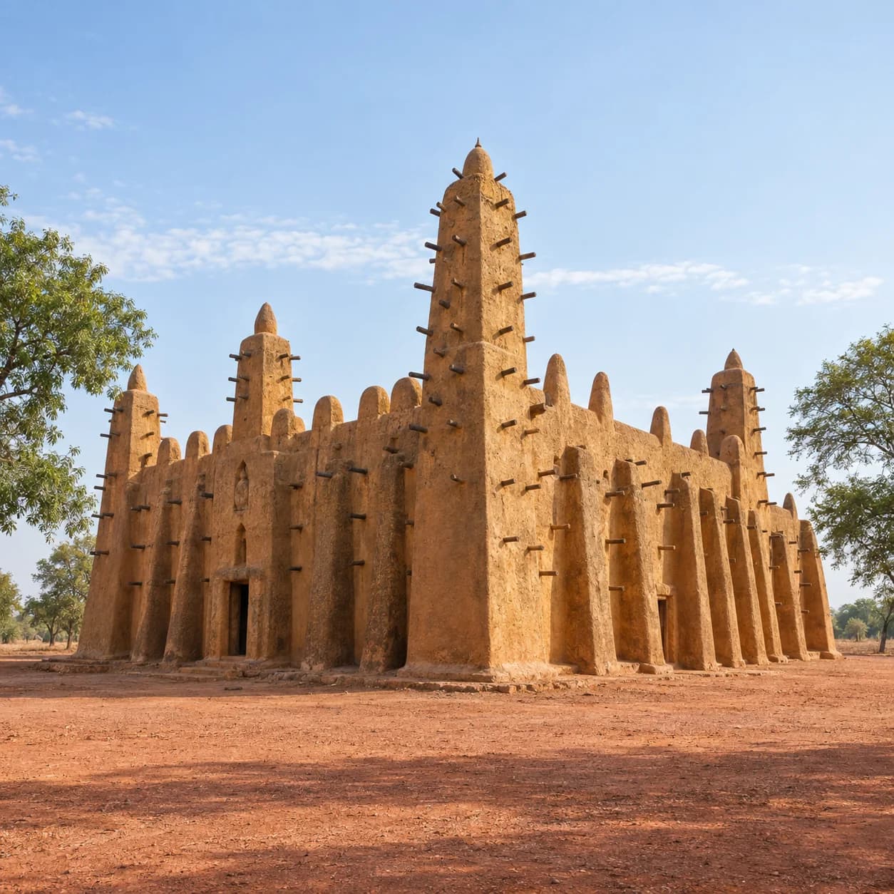 Photo réaliste: Coloriage de la Côte d'Ivoire : mosquée en terre